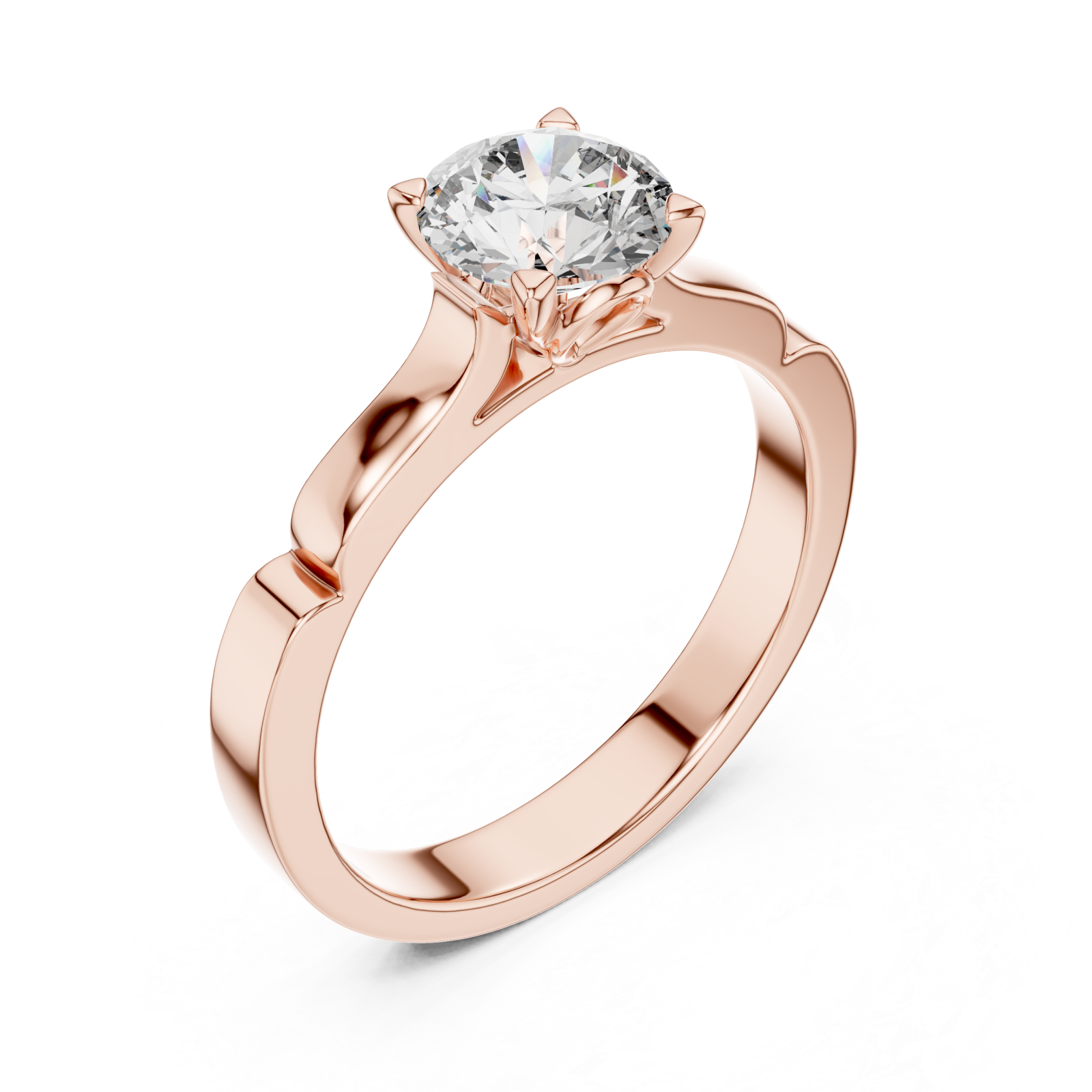  Rose Gold Delicate Embrace Modern Solitaire Ring Right View