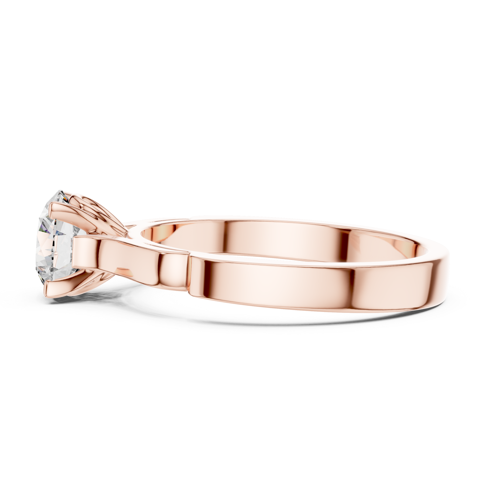  Rose Gold Delicate Embrace Modern Solitaire Ring Side View