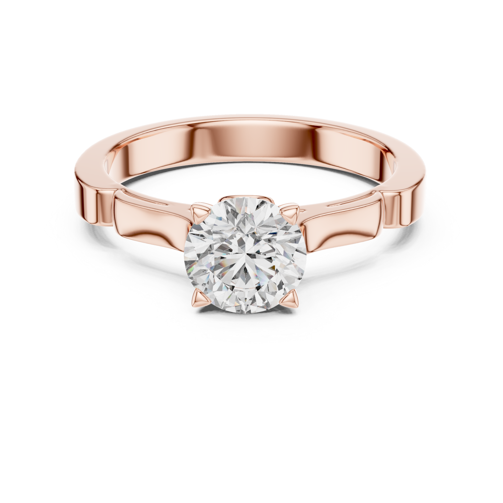  Rose Gold Delicate Embrace Modern Solitaire Ring Front View