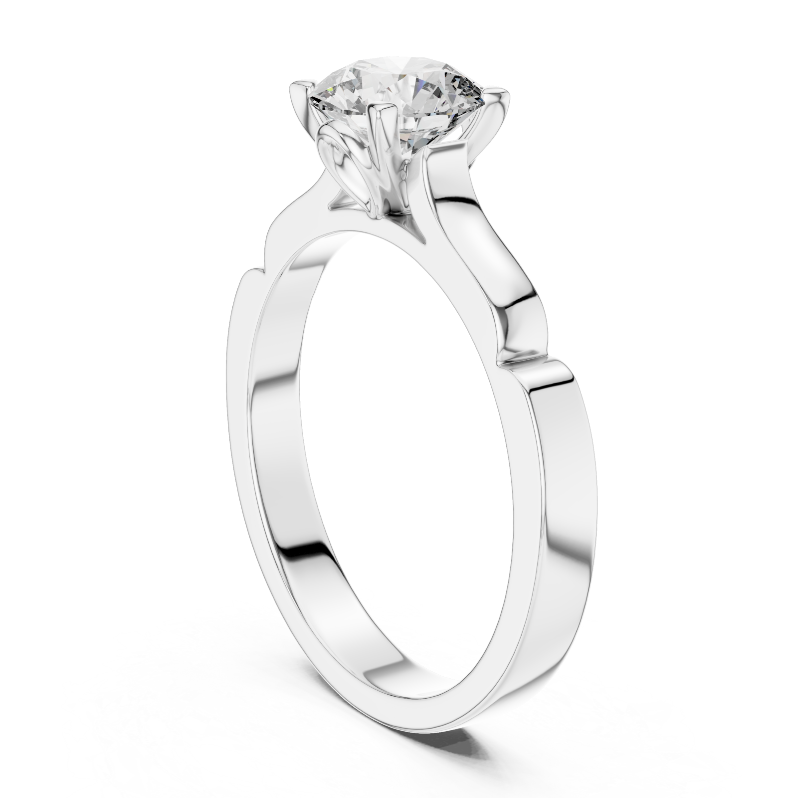  White Gold Delicate Embrace Modern Solitaire Ring Left View