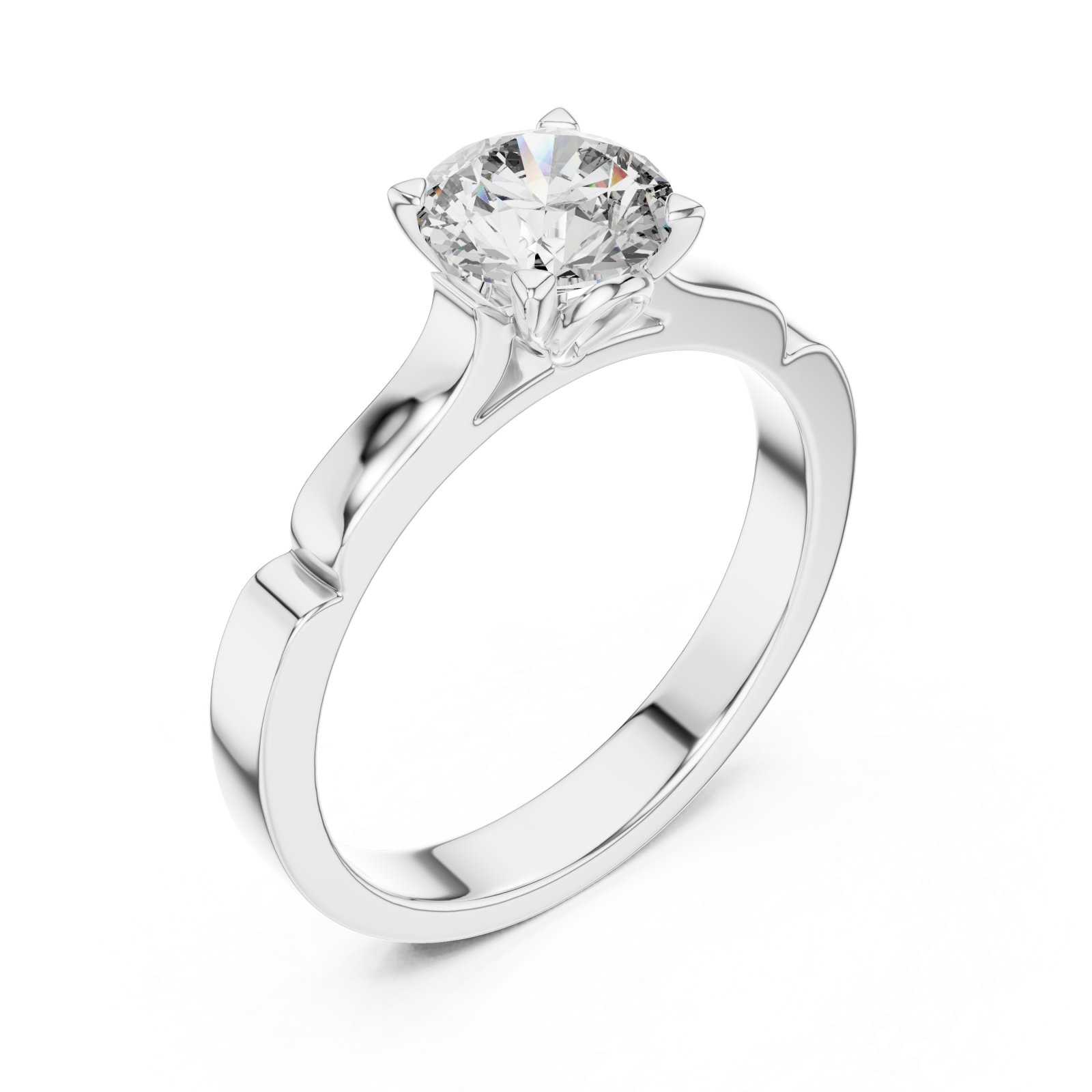  White Gold Delicate Embrace Modern Solitaire Ring Right View