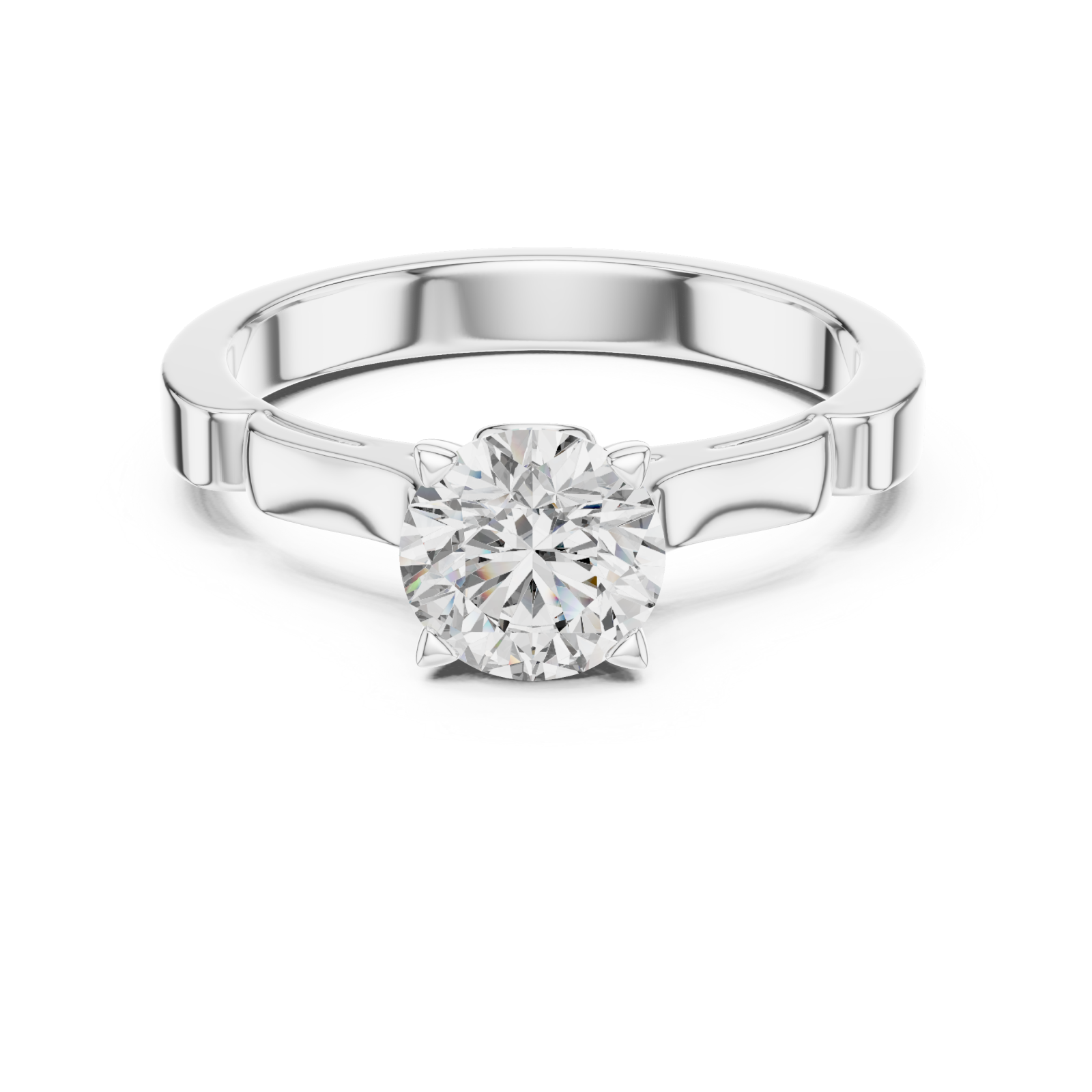  White Gold Delicate Embrace Modern Solitaire Ring Front View