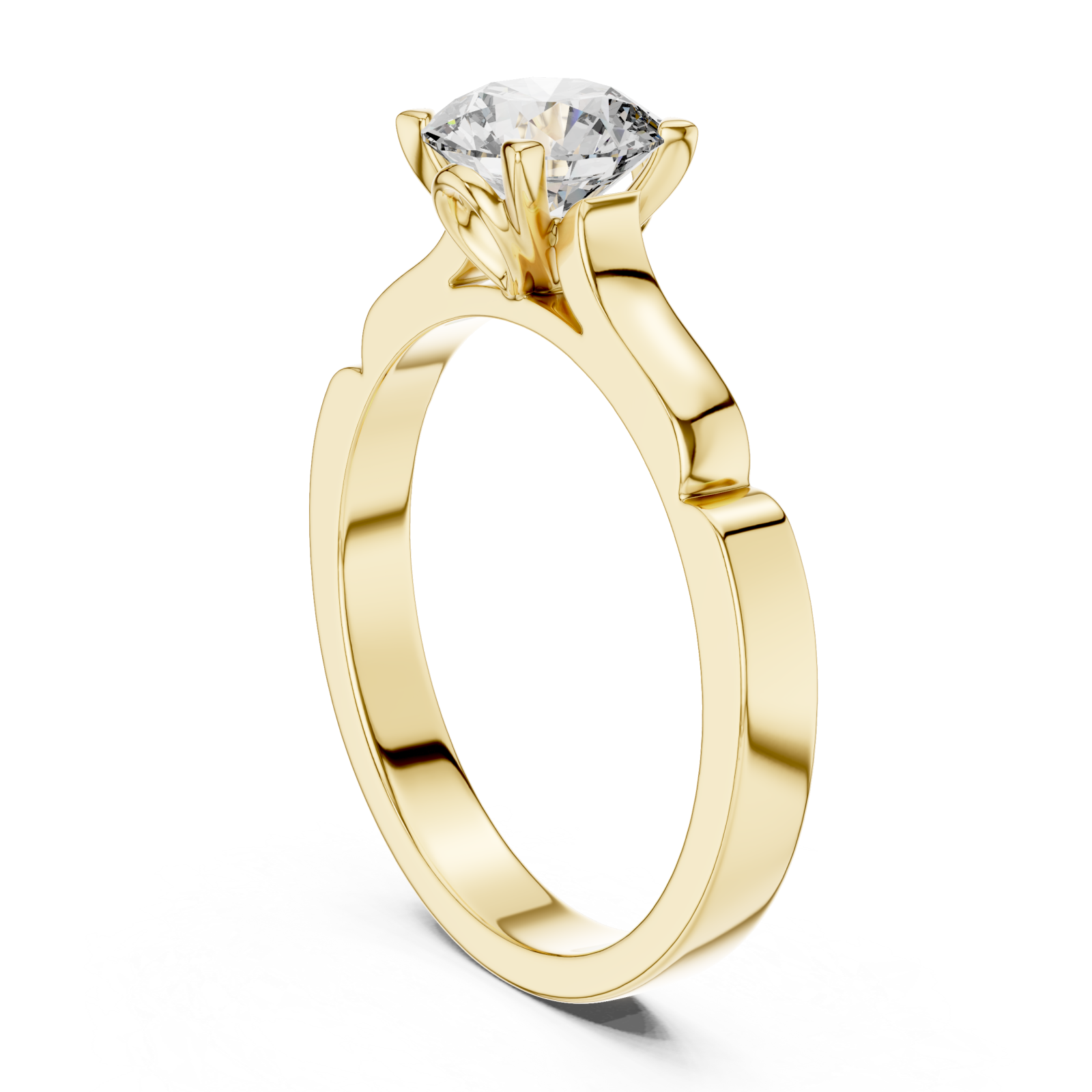  Gold Delicate Embrace Modern Solitaire Ring Left View