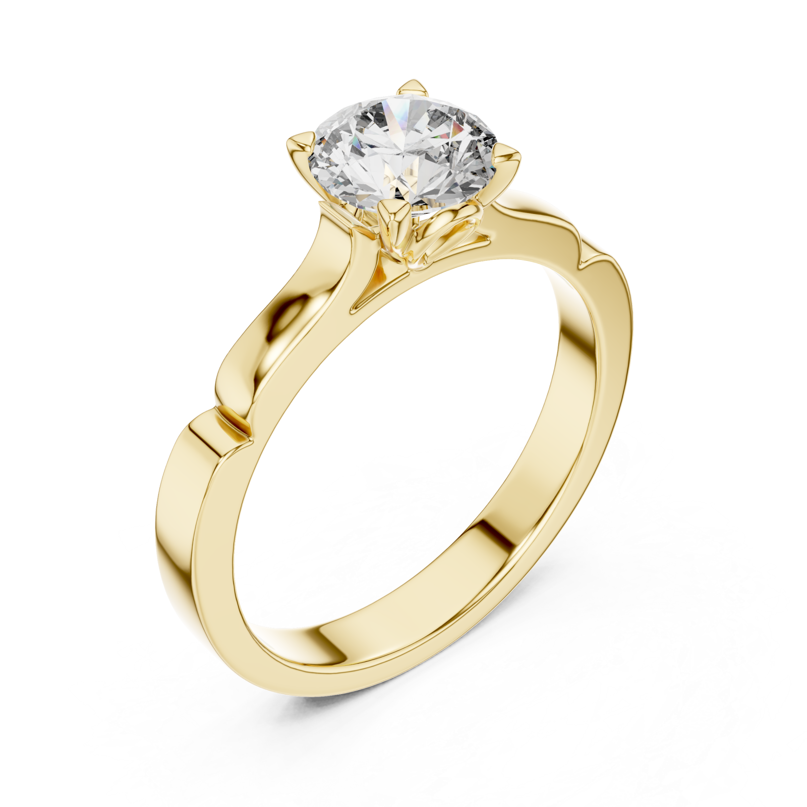 Gold Delicate Embrace Modern Solitaire Ring Right View