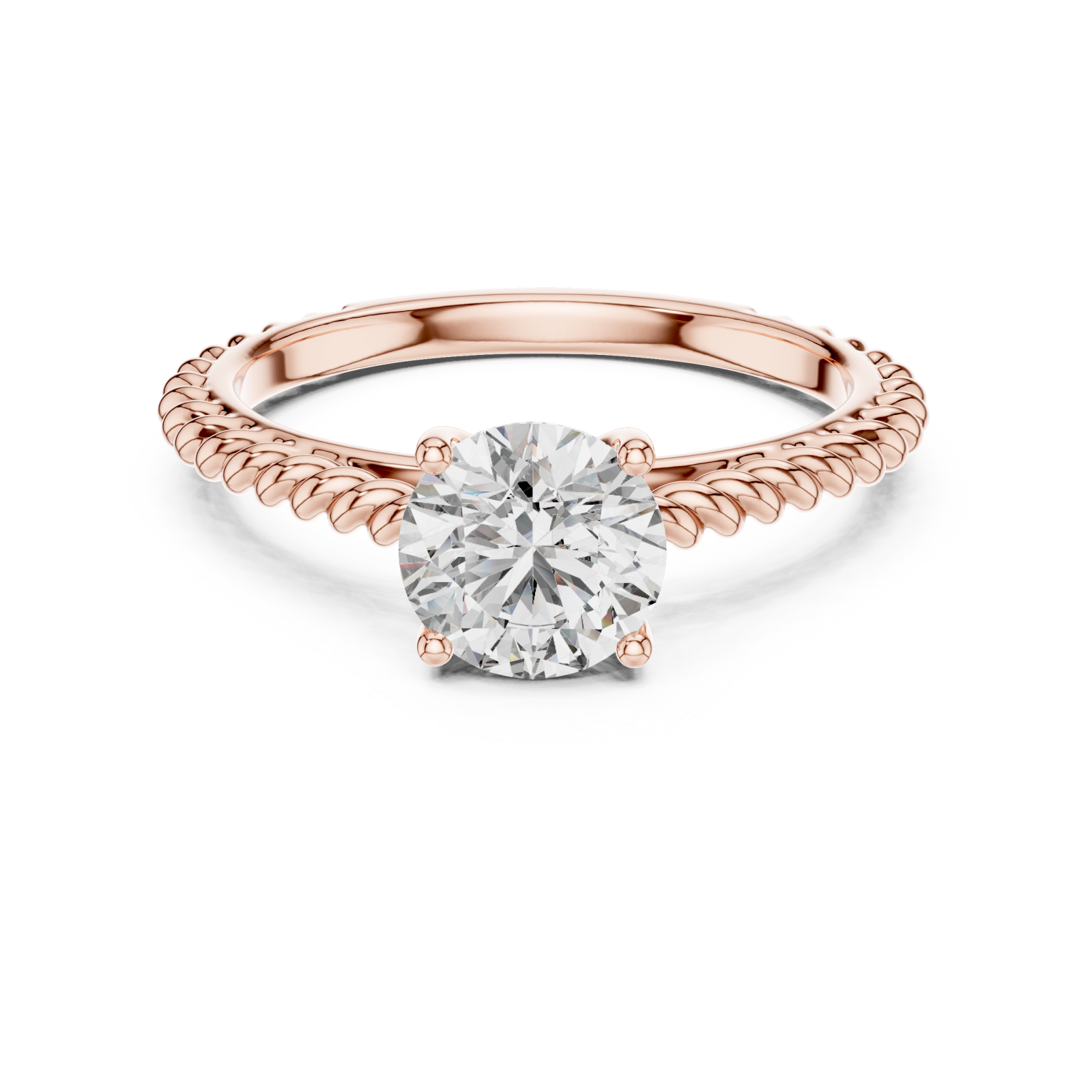  Rose Gold Twilight Woven Band Ring Front View