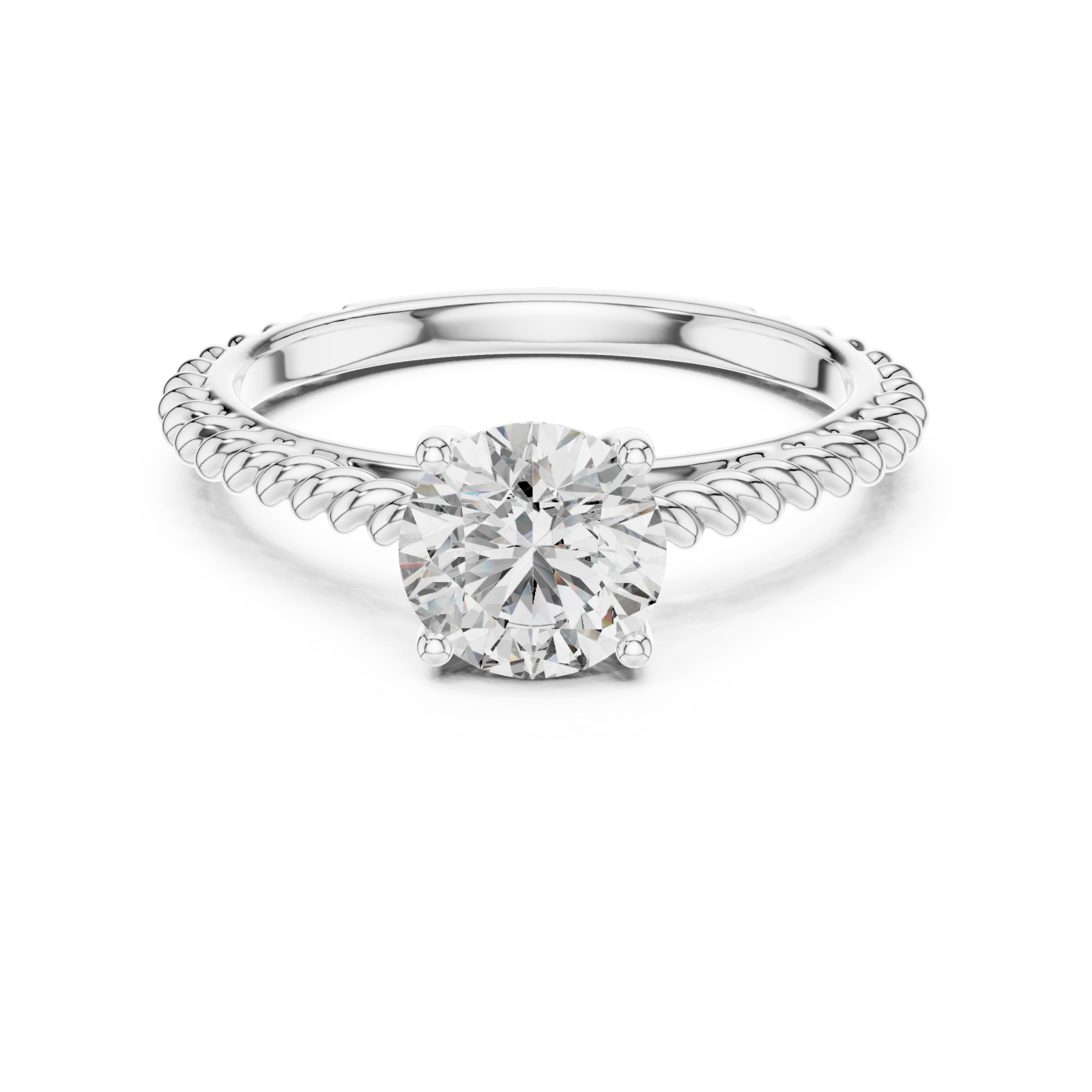  White Gold Twilight Woven Band Ring Front View
