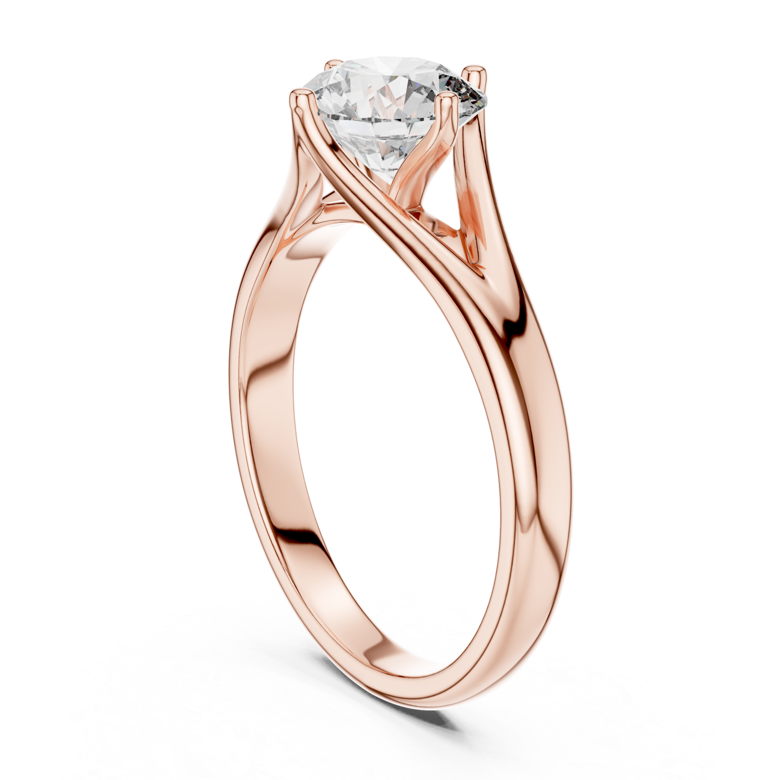  Rose Gold Whispering Embrace Modern Solitaire Band Left View
