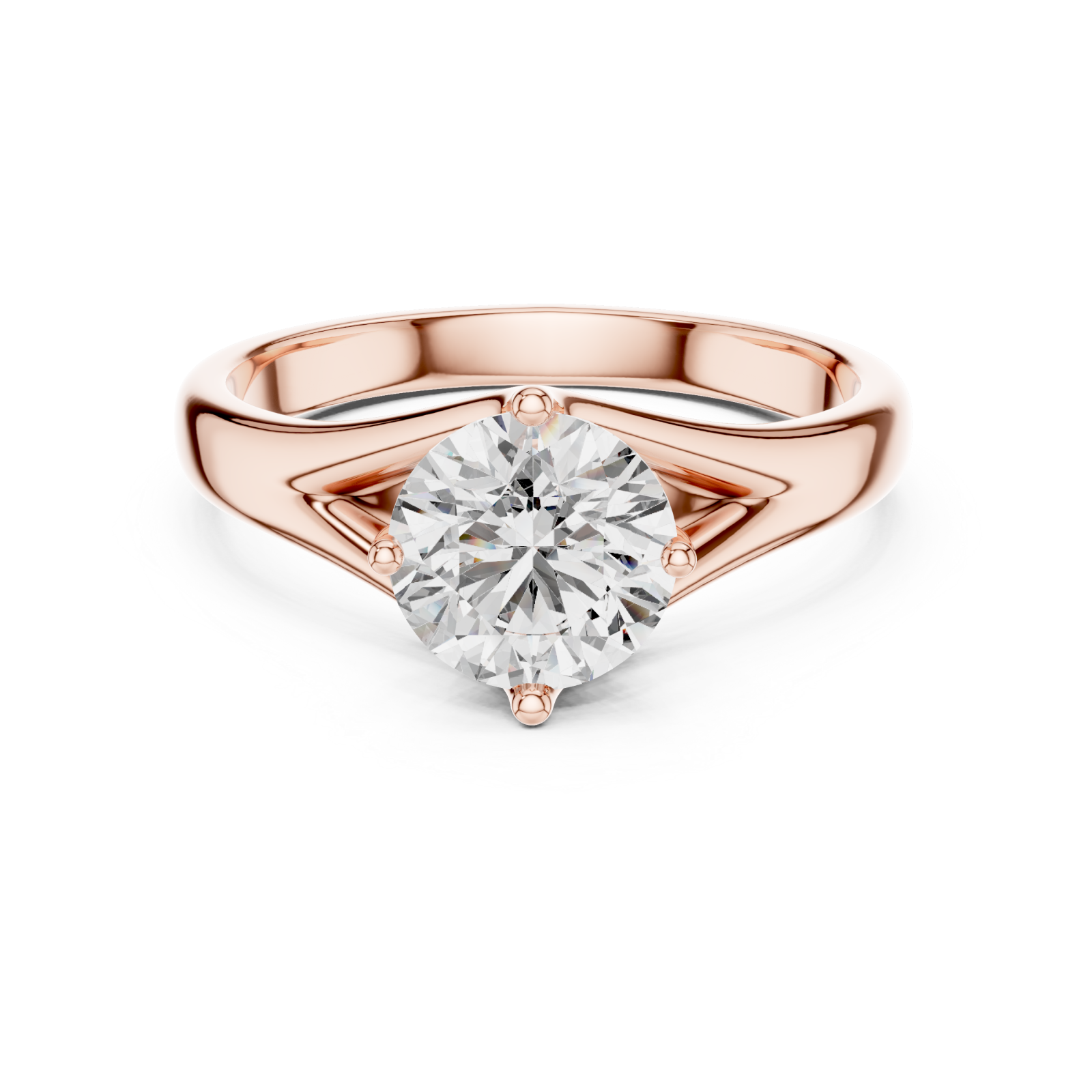  Rose Gold Whispering Embrace Modern Solitaire Band Front View