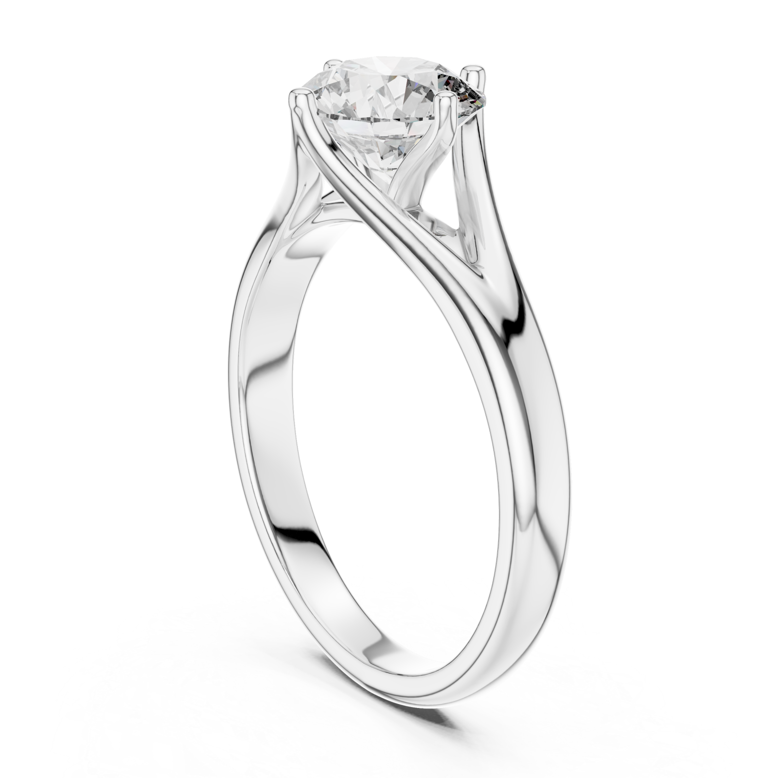  White Gold Whispering Embrace Modern Solitaire Band Left View