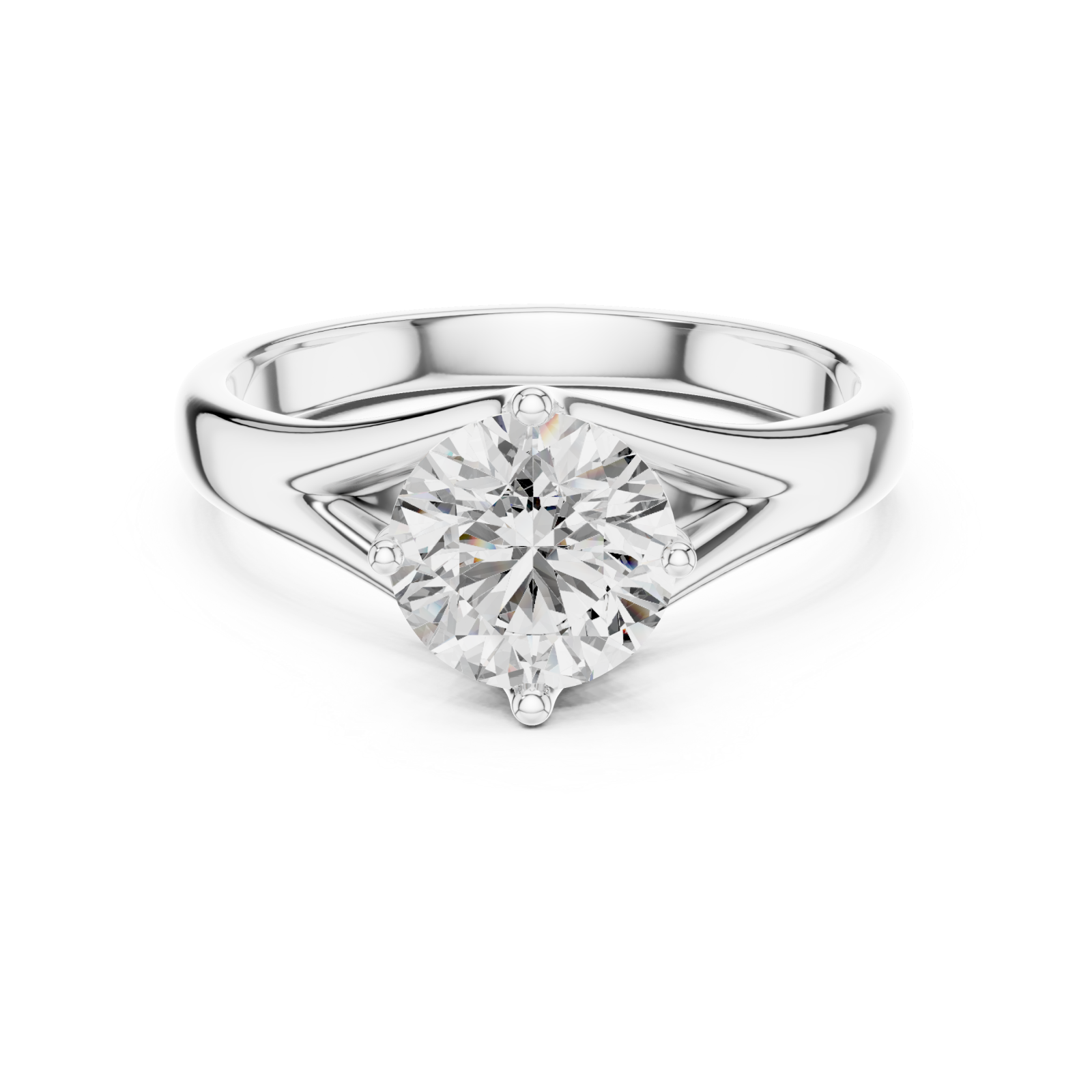  White Gold Whispering Embrace Modern Solitaire Band Front View