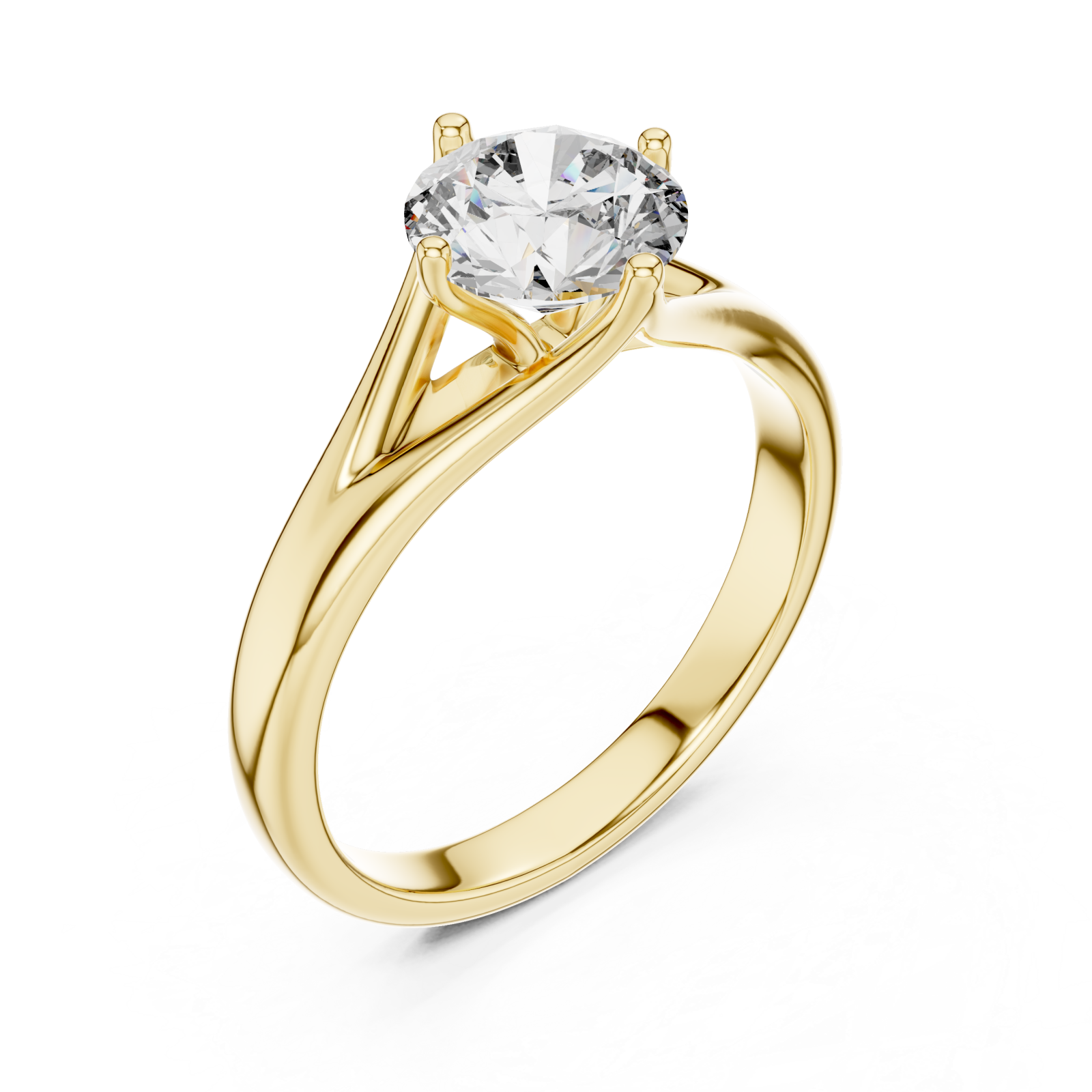Gold Whispering Embrace Modern Solitaire Band Right View