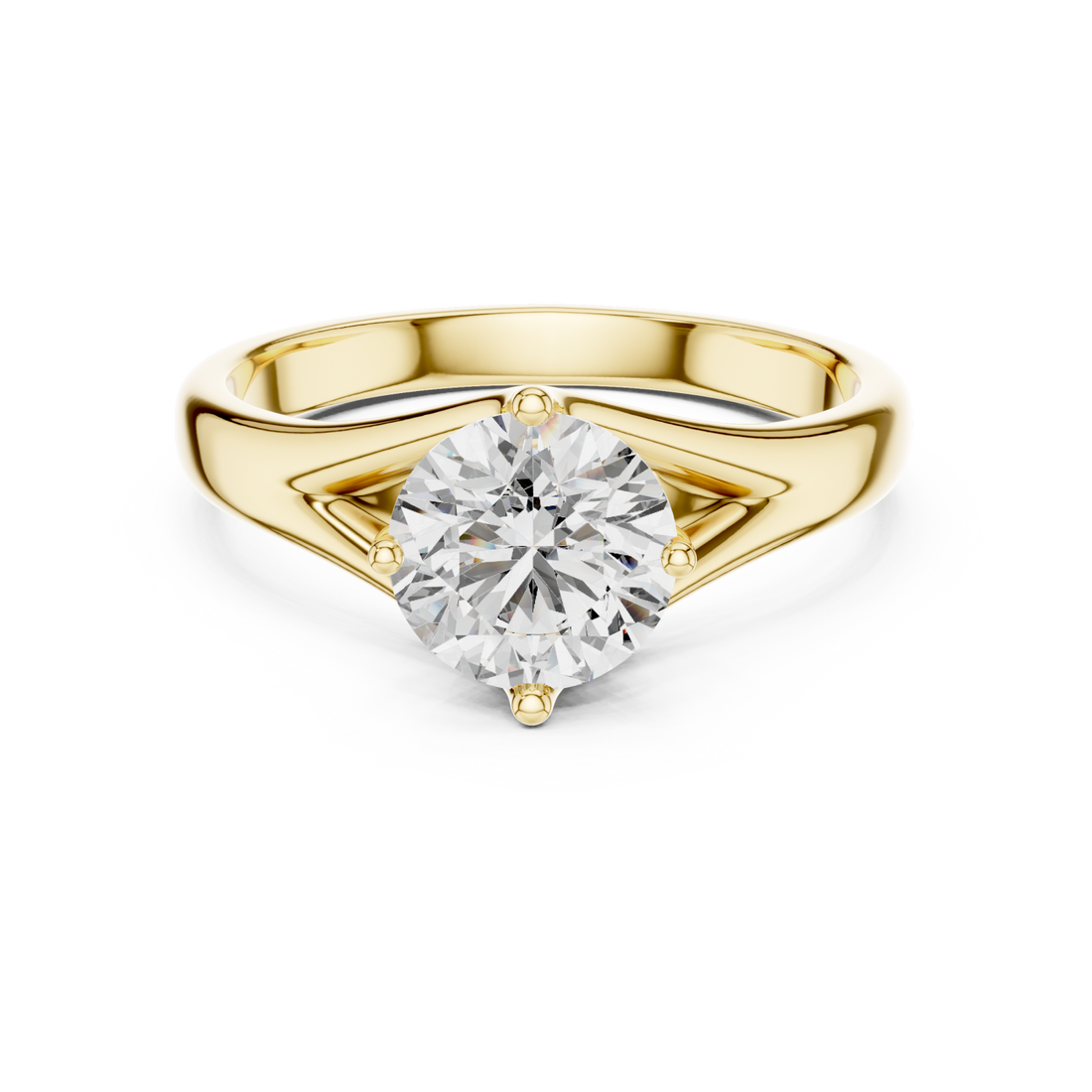 Gold Whispering Embrace Modern Solitaire Band Right View