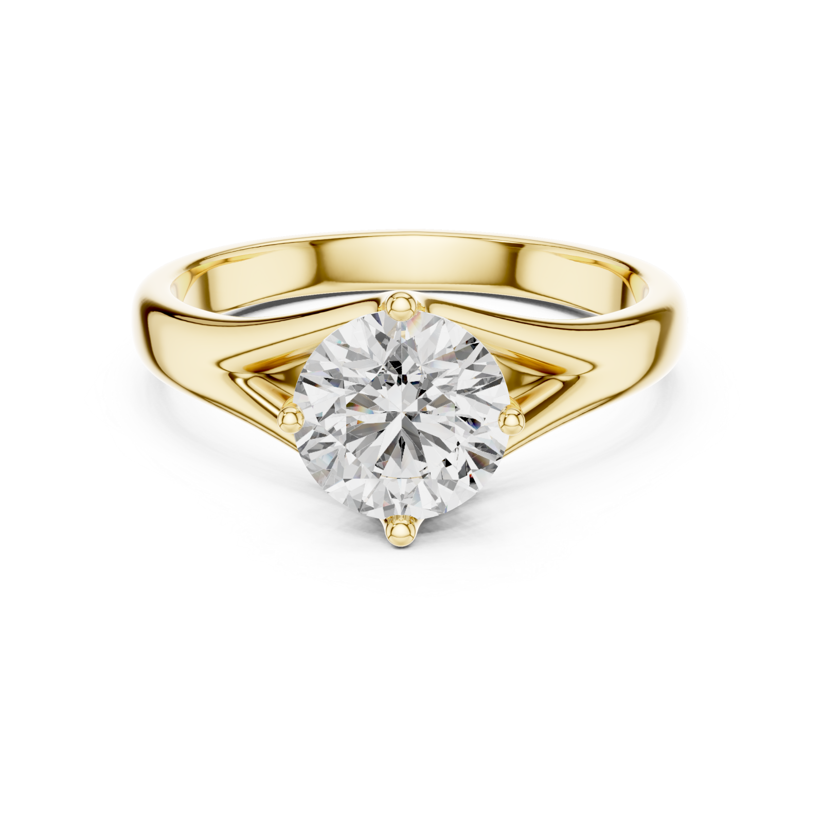 Gold Whispering Embrace Modern Solitaire Band Front View