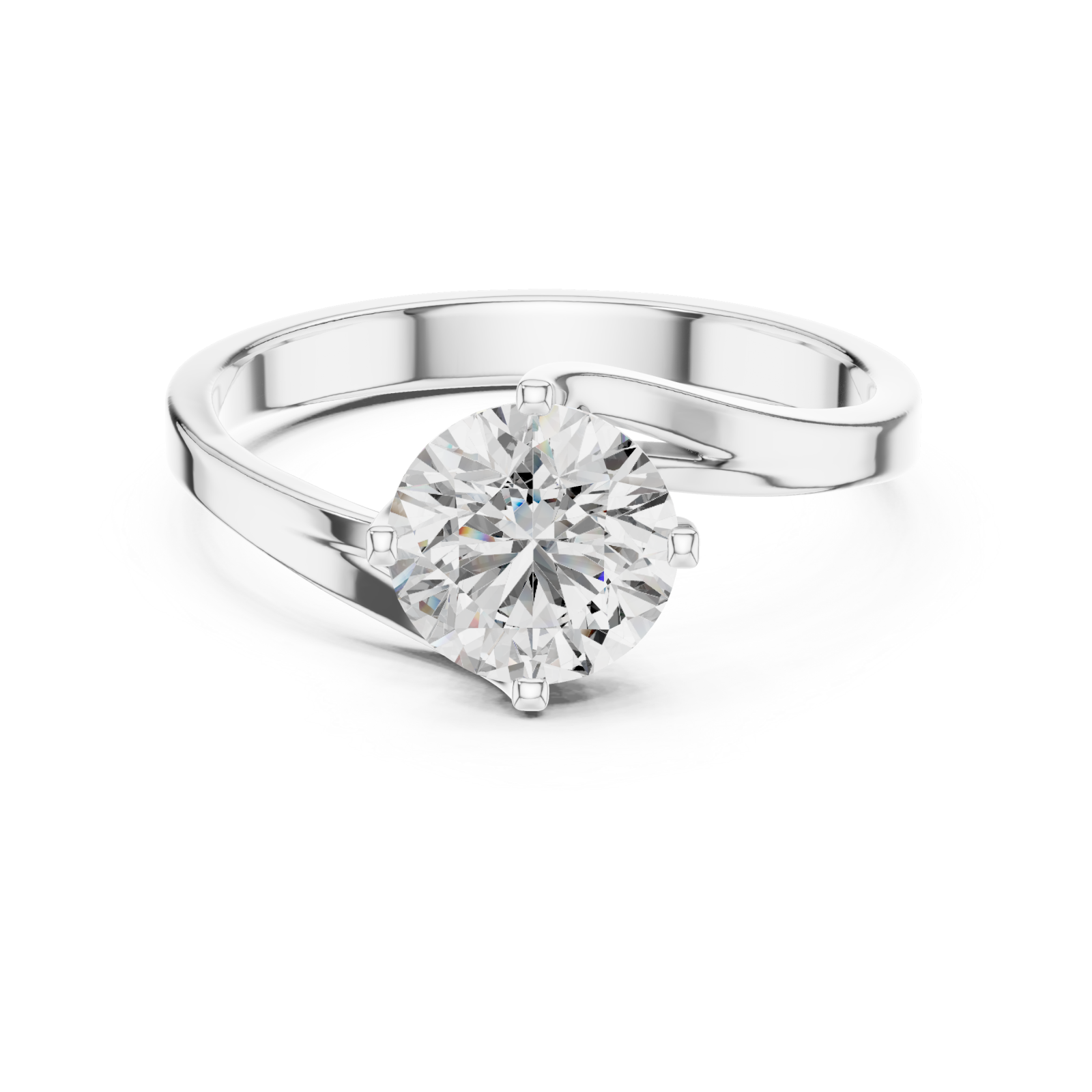  White Gold Celestial Whisper Embrace Ring Front View