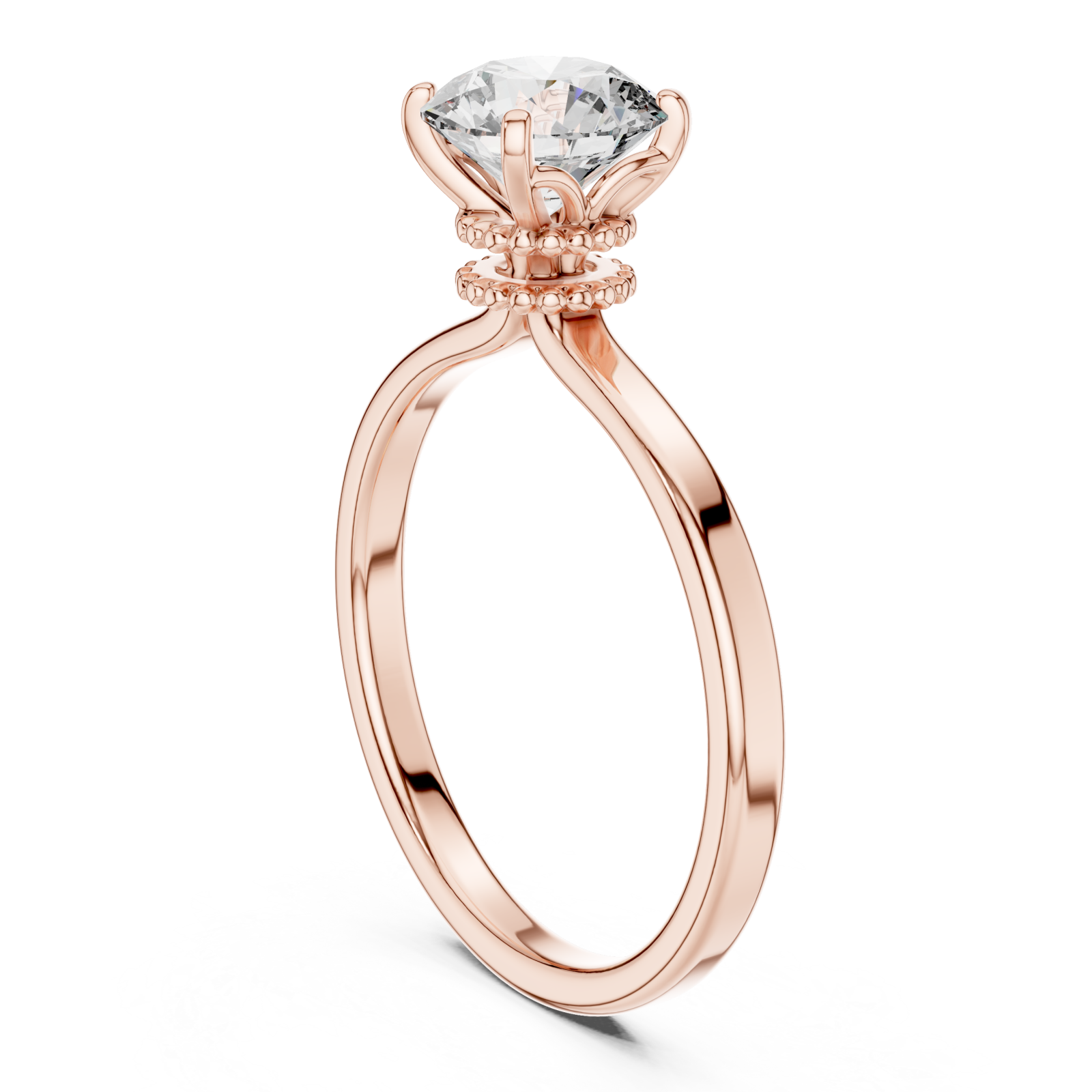  Rose Gold Celestial Promise Single Stone Ring Left View