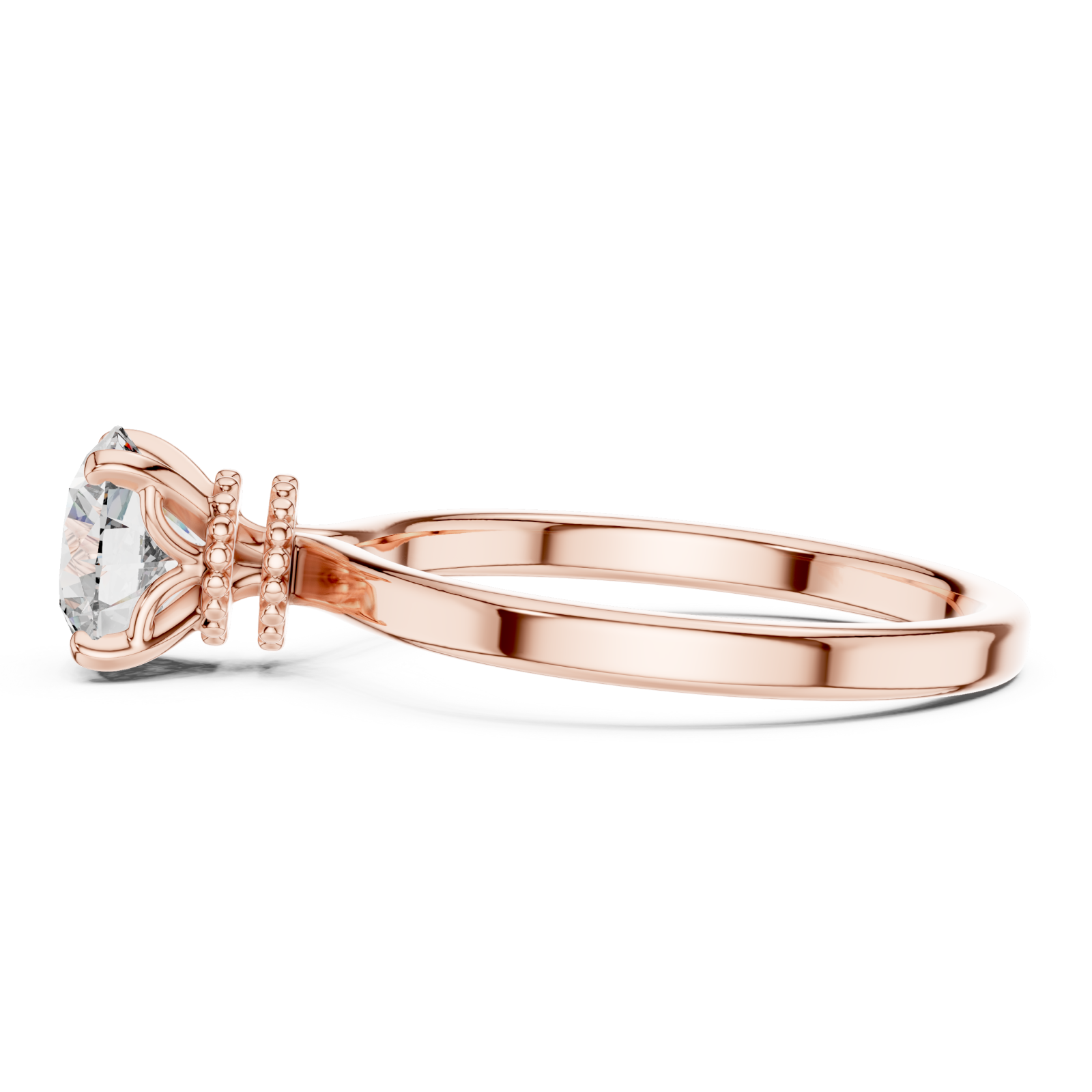  Rose Gold Celestial Promise Single Stone Ring Side View