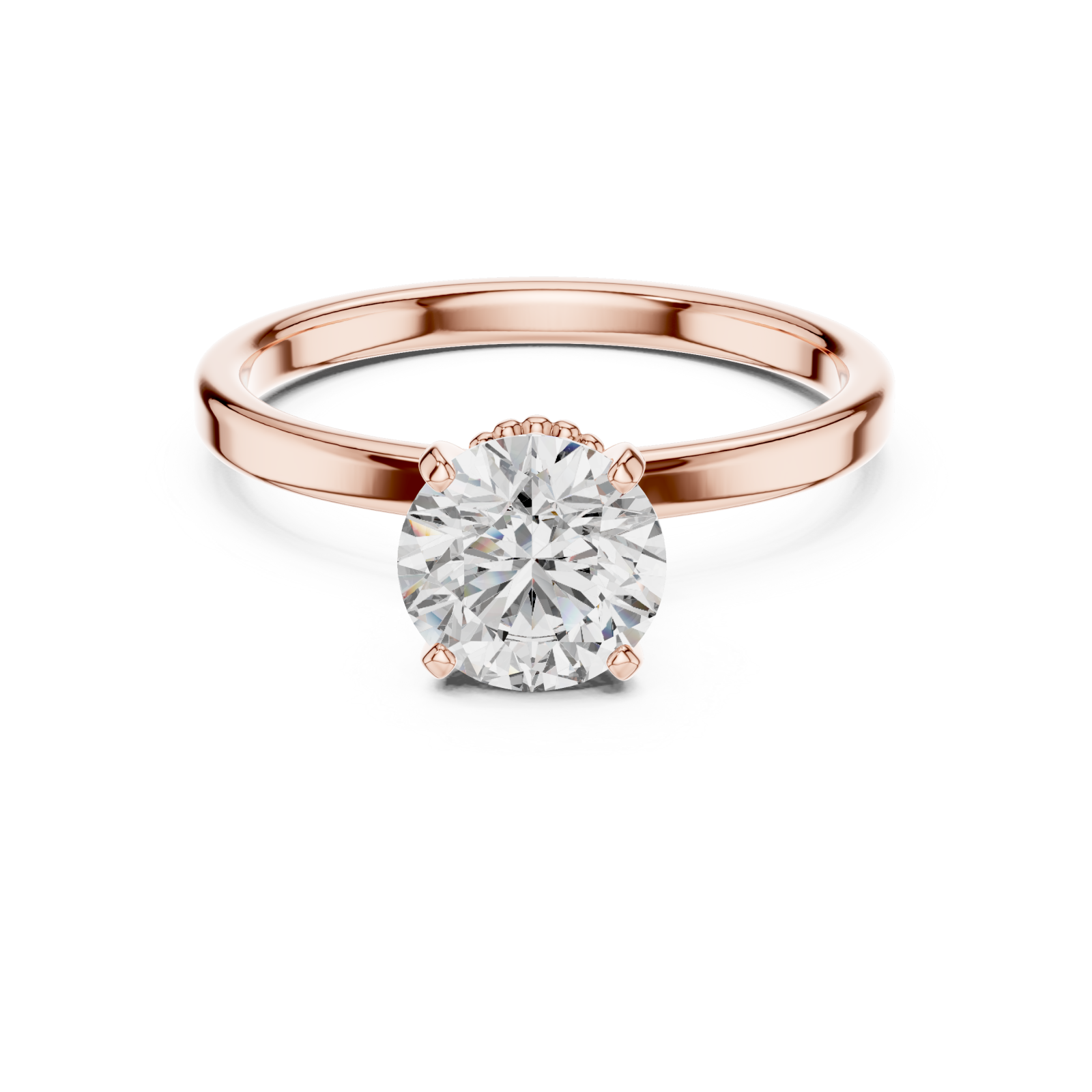  Rose Gold Celestial Promise Single Stone Ring Front View