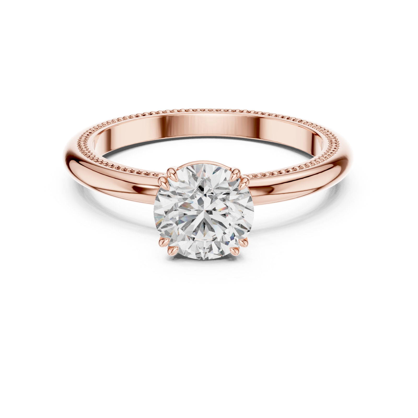  Rose Gold Celestial Radiance Solitaire Engagement Ring Front View