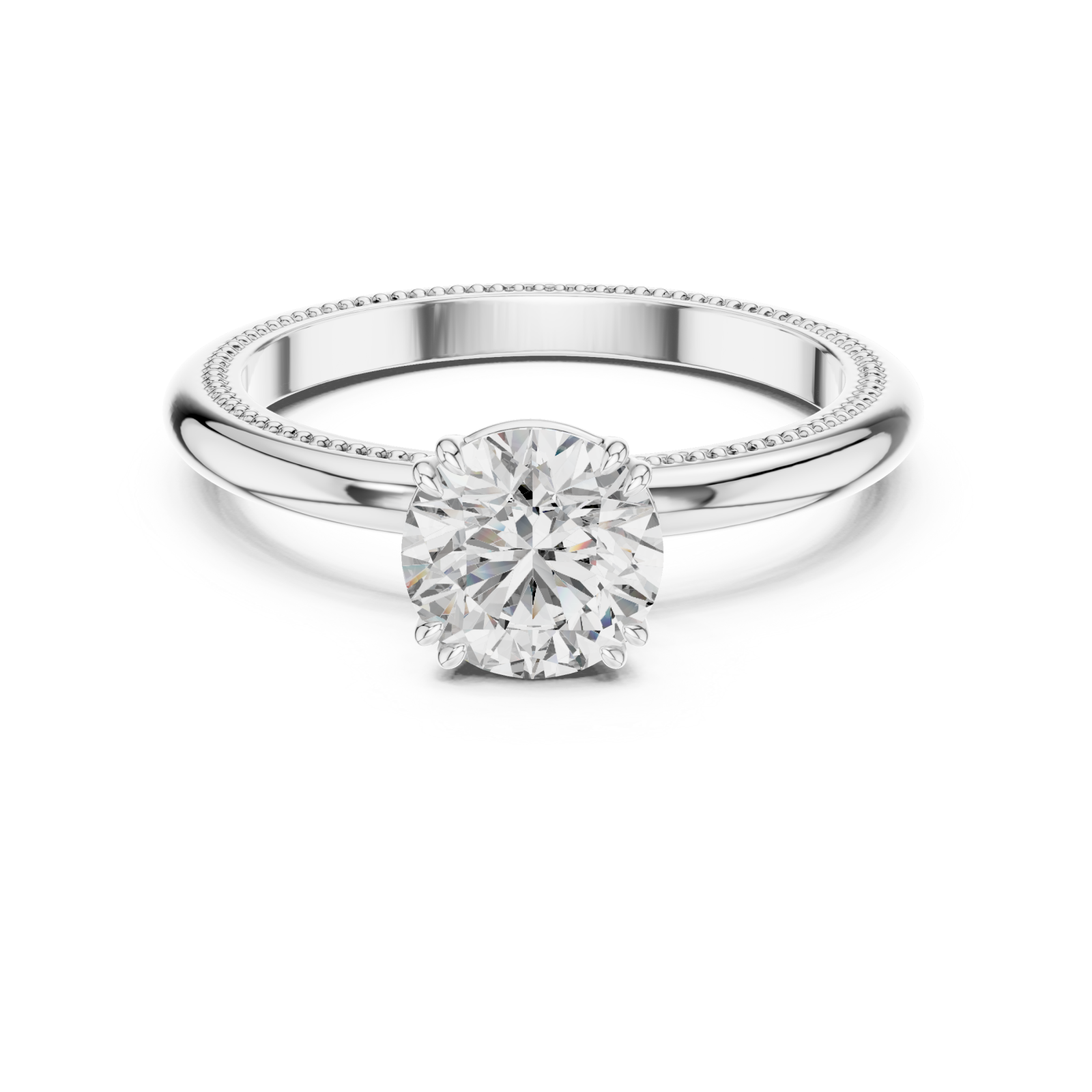  White Gold Celestial Radiance Solitaire Engagement Ring Front View