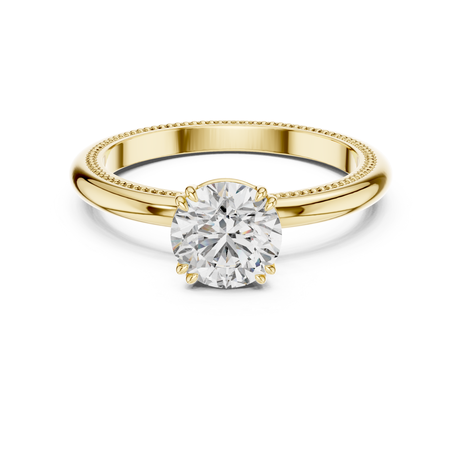  Gold Celestial Radiance Solitaire Engagement Ring Front View