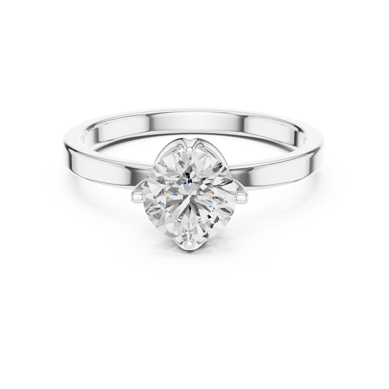  White Gold Haloed Reverie Engagement Band Front View
