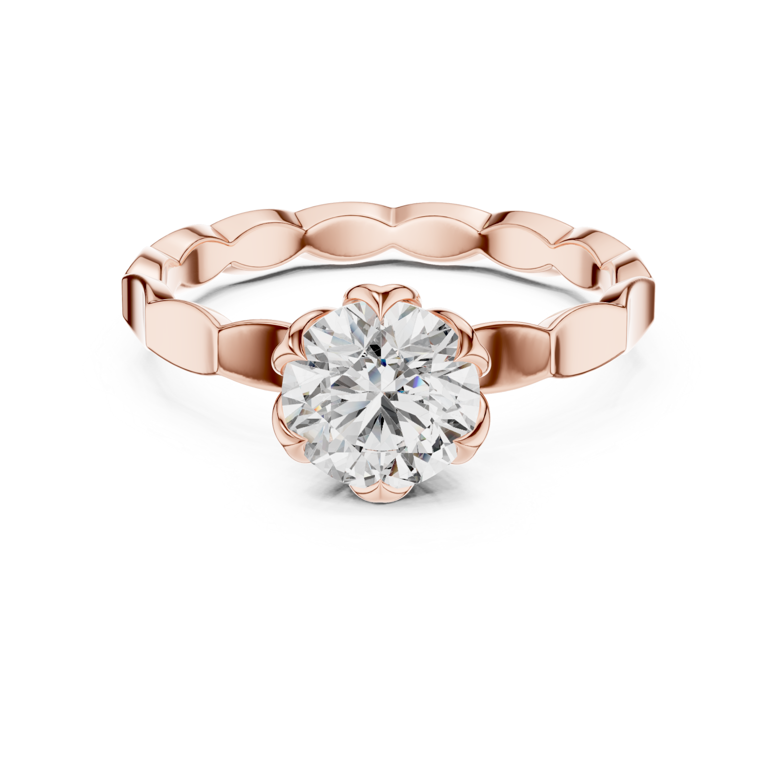 Rose Gold Empress Harmony Solitaire Ring Front View