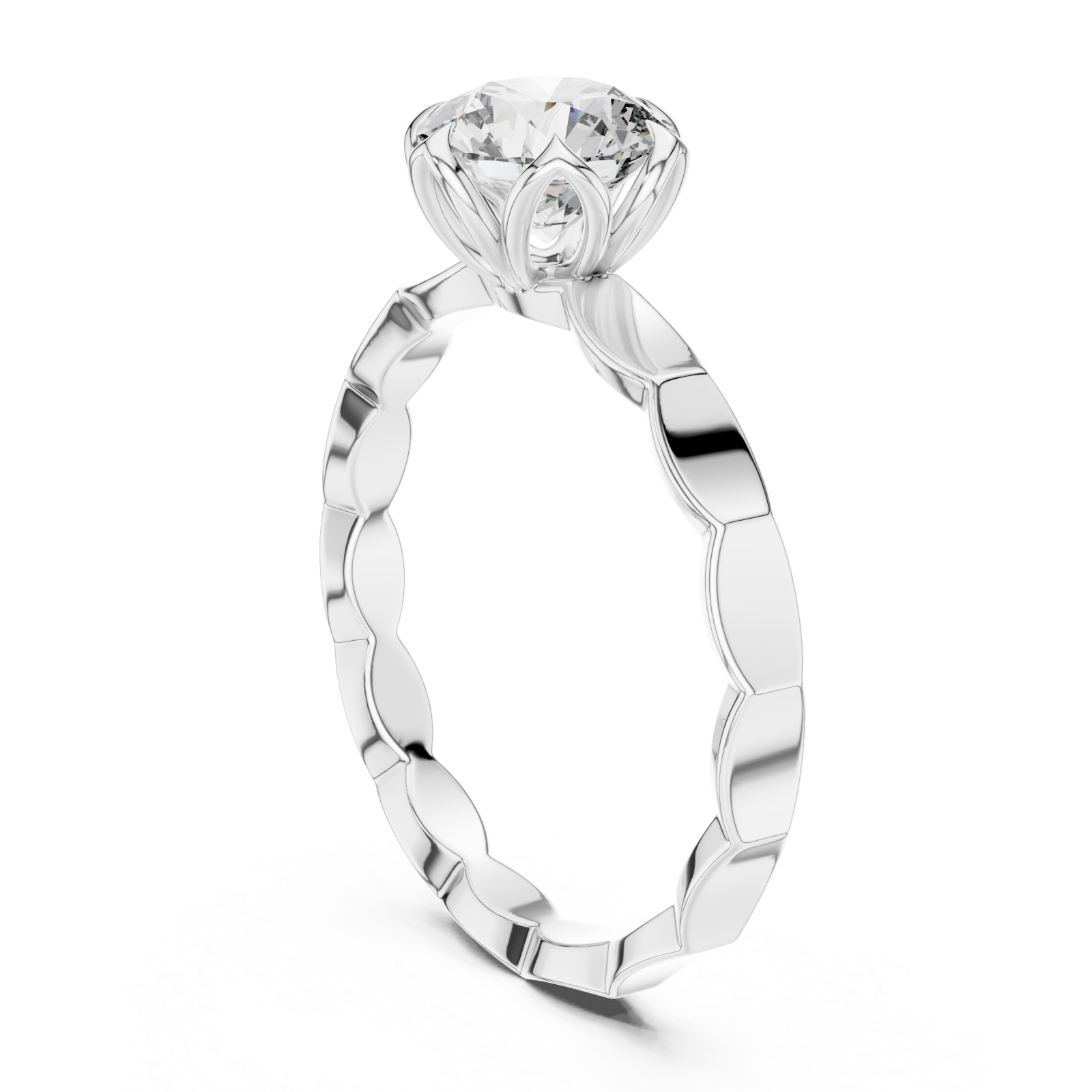  White Gold Empress Harmony Solitaire Ring Left View
