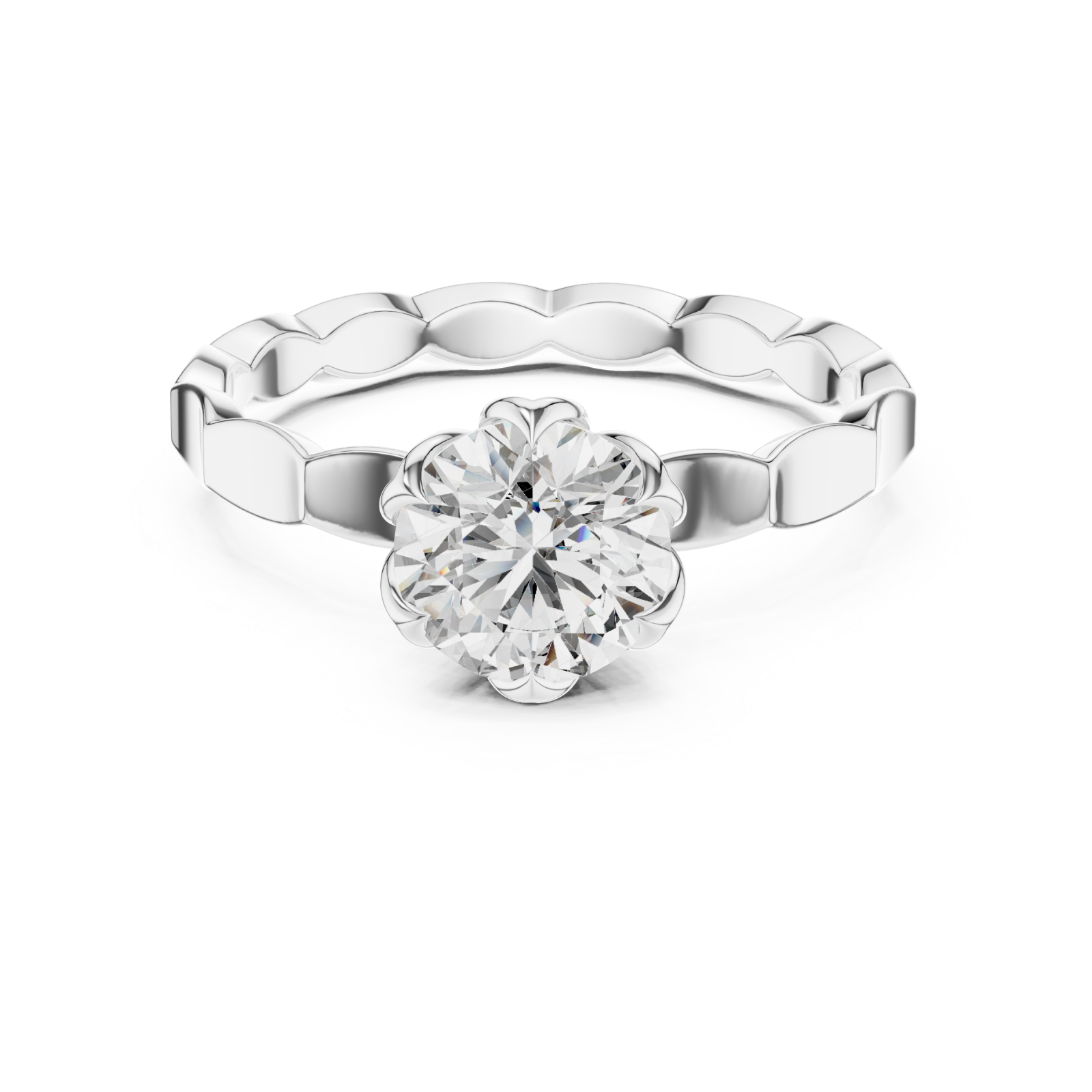  White Gold Empress Harmony Solitaire Ring Front View