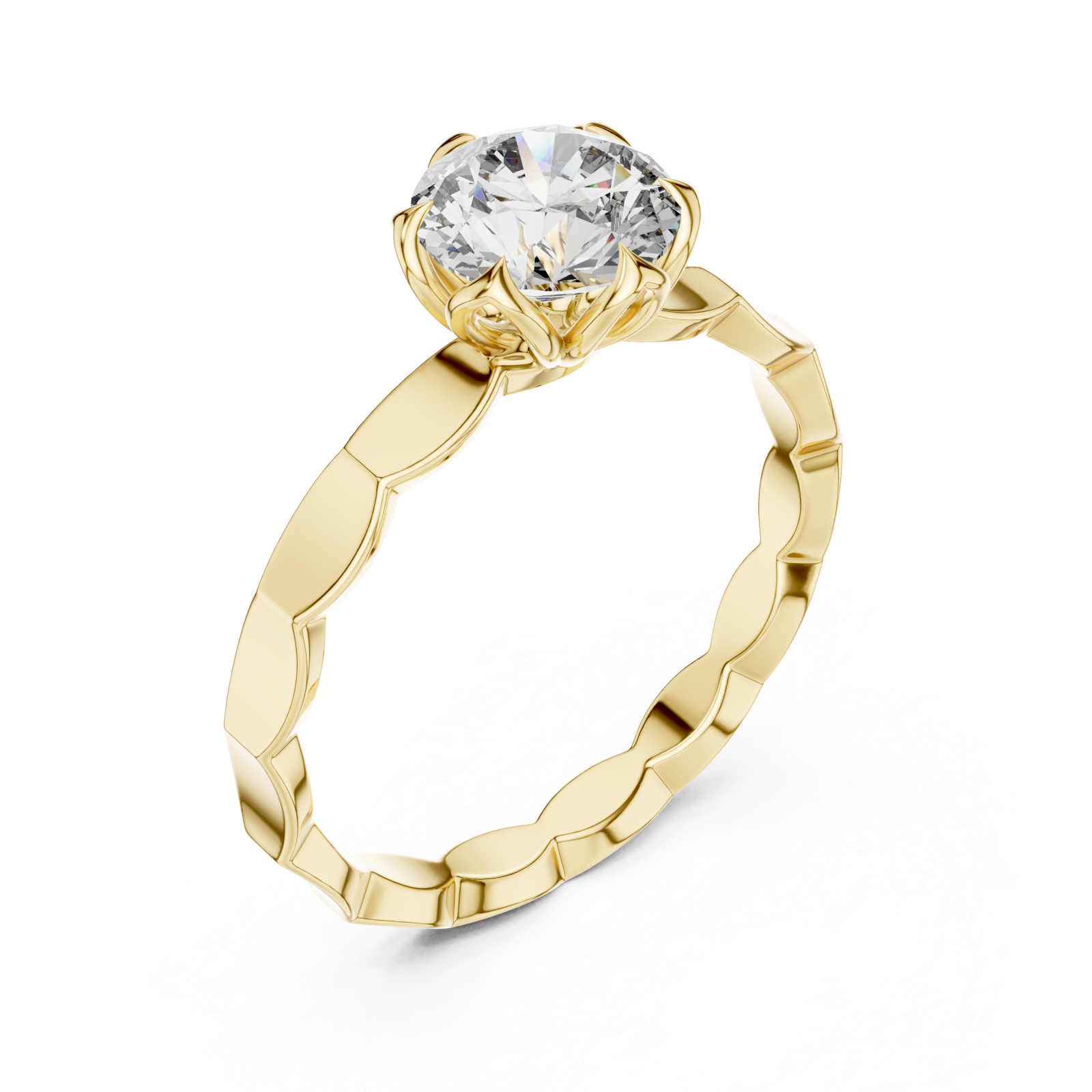 Gold Empress Harmony Solitaire Ring Right View