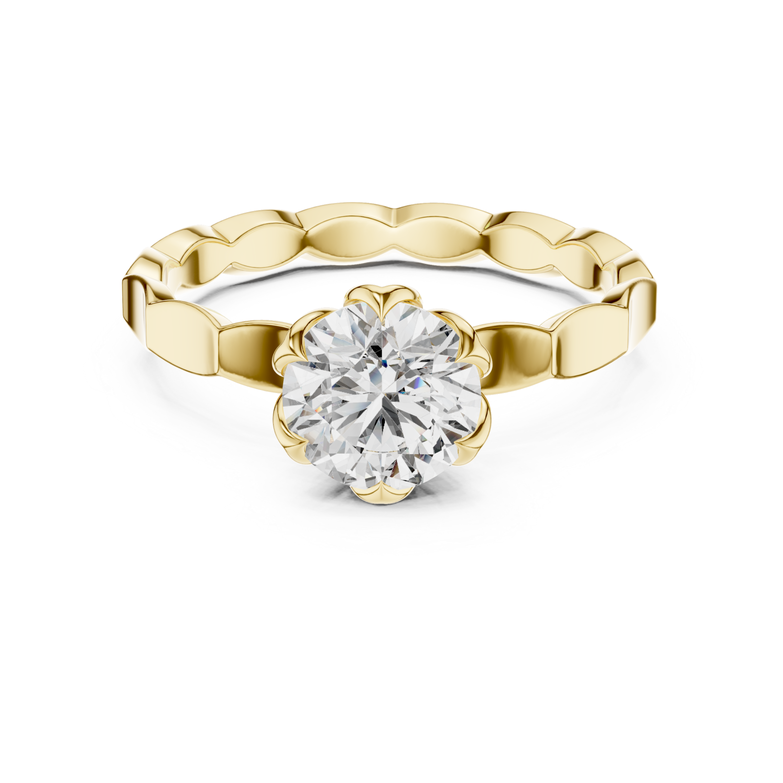  Gold Empress Harmony Solitaire Ring Front View