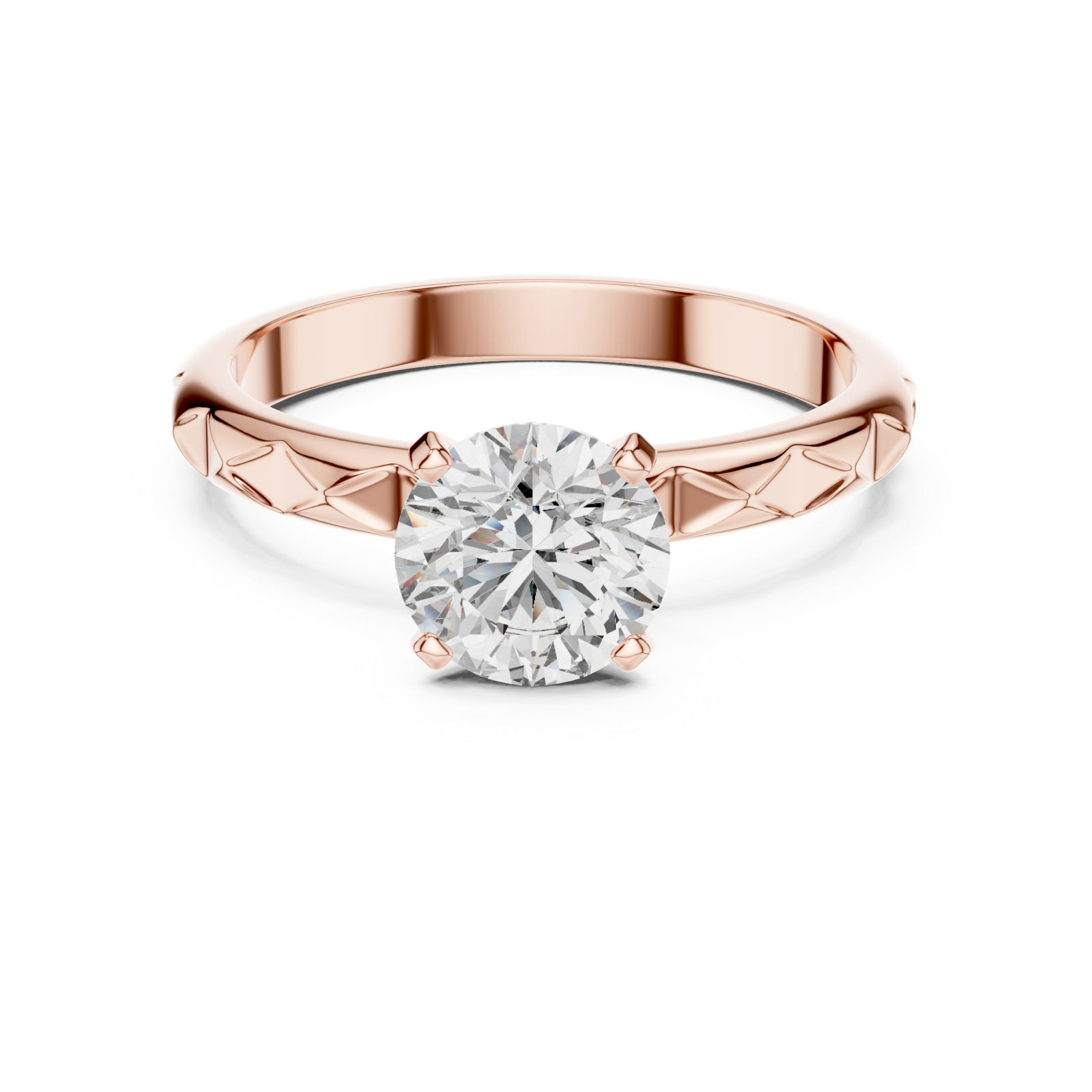 Rose Gold Opaline Whisper Solitaire Ring Front View