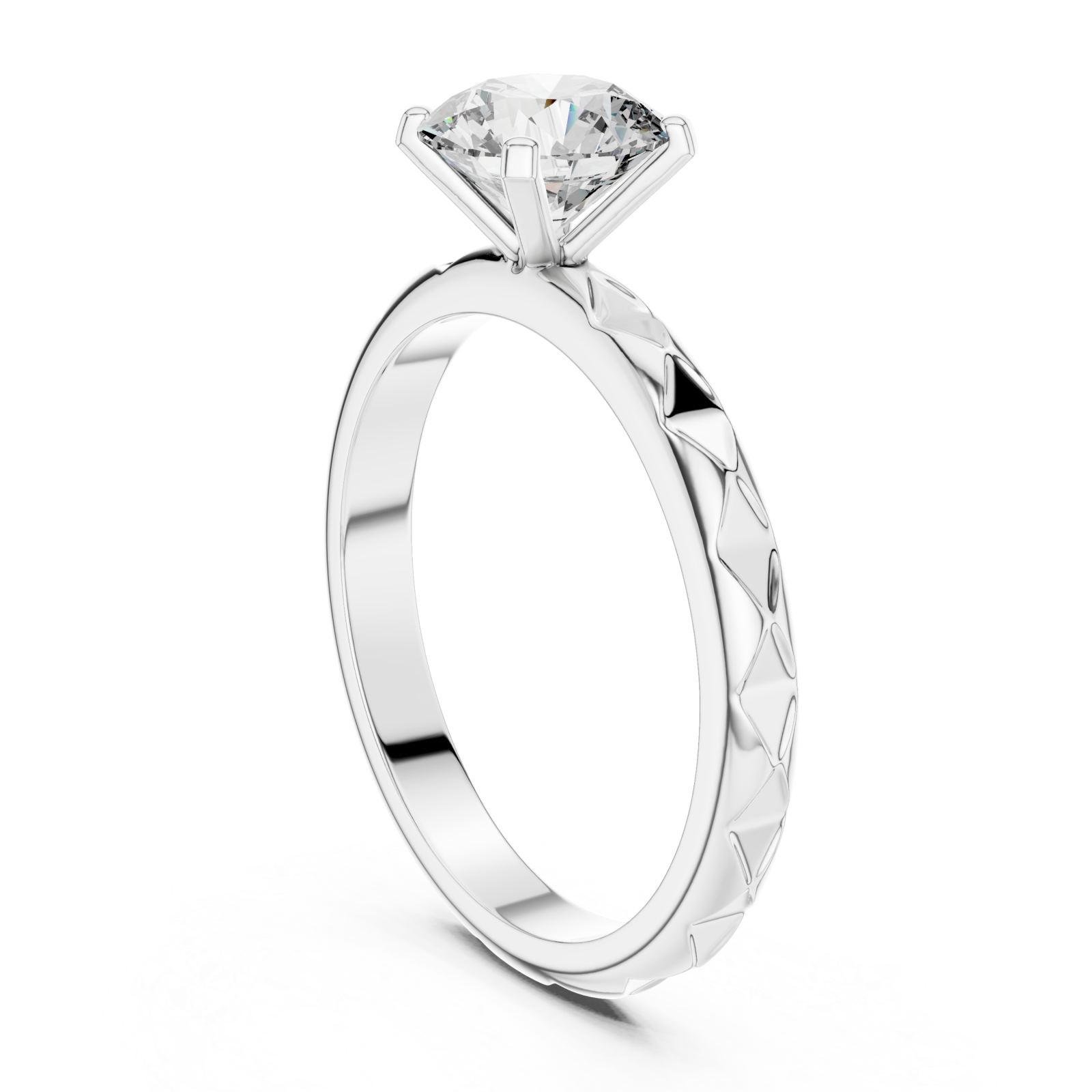  White Gold Opaline Whisper Solitaire Ring Left View