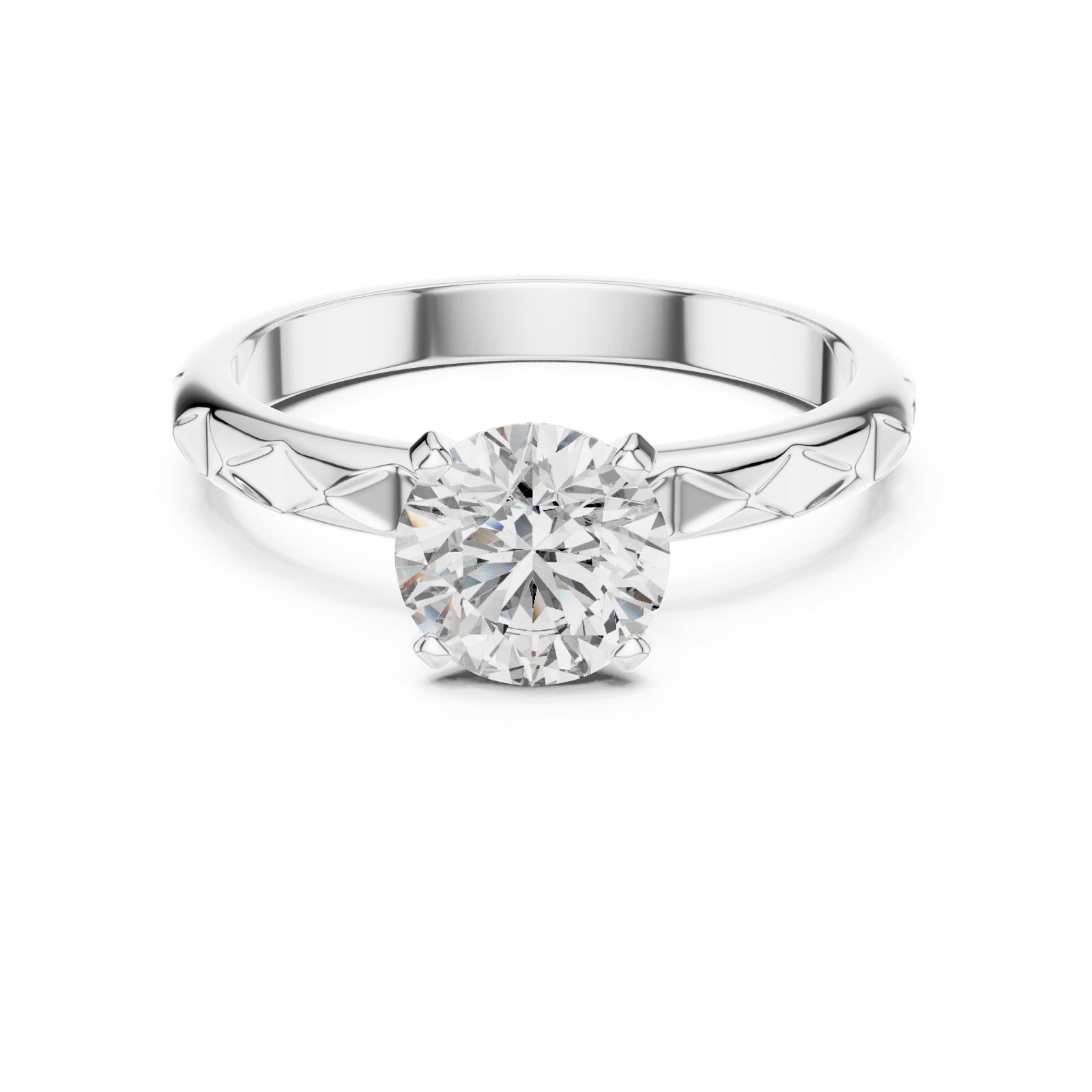  White Gold Opaline Whisper Solitaire Ring Front View