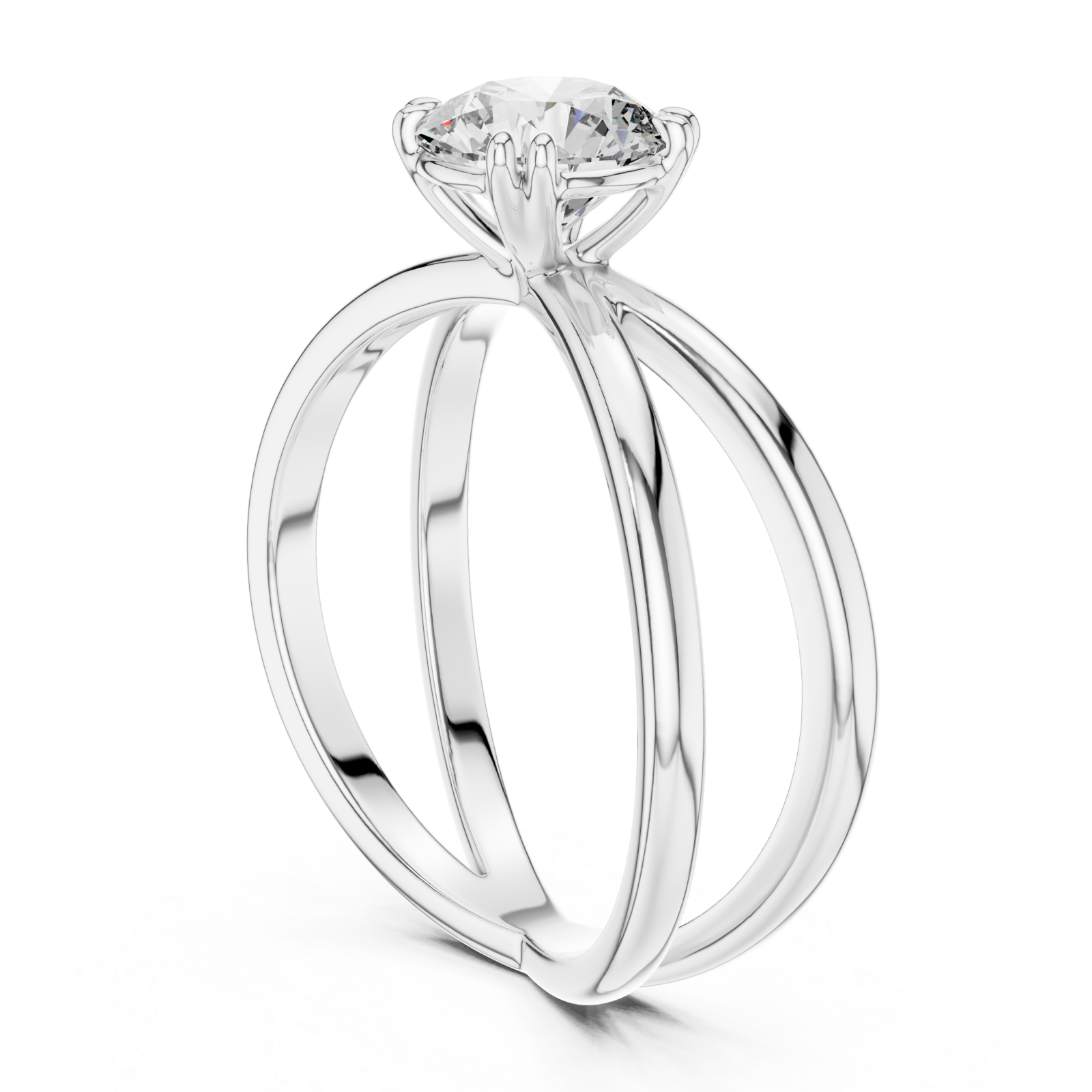  White Gold Cascading Lines Luxe Band Left View