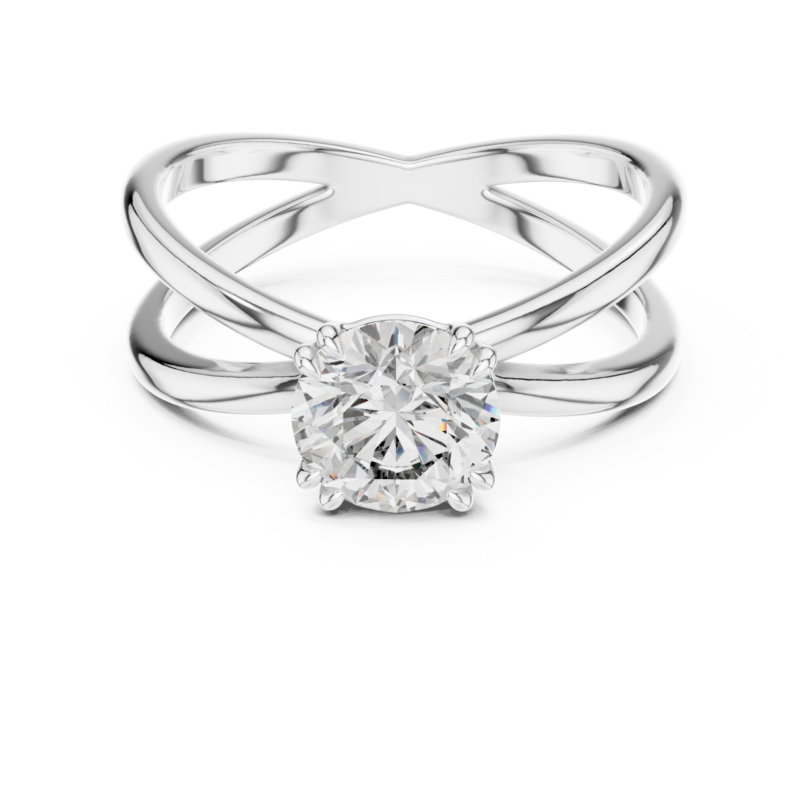  White Gold Cascading Lines Luxe Band Front View