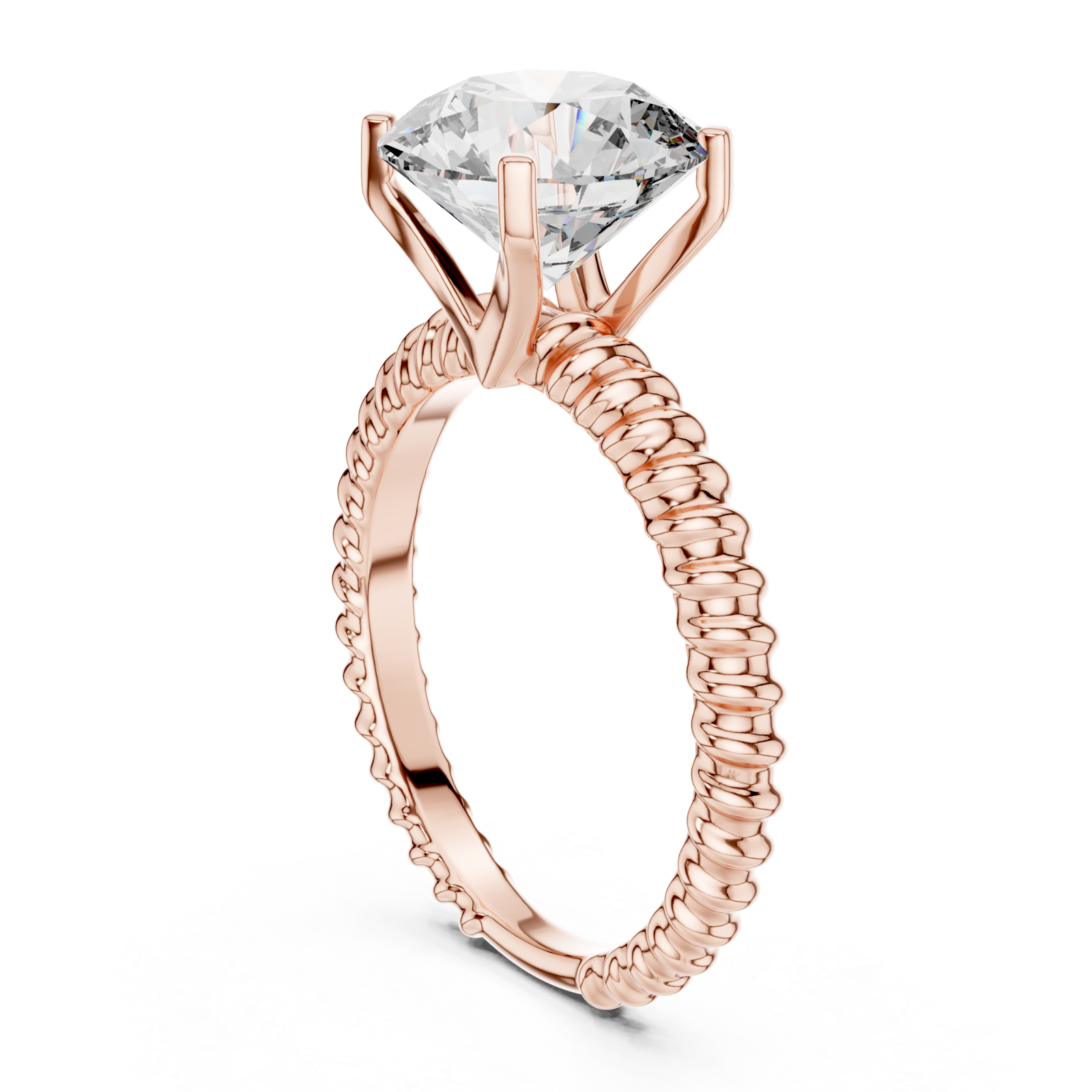  Rose Gold Lattice Embrace Solitaire Ring Left View