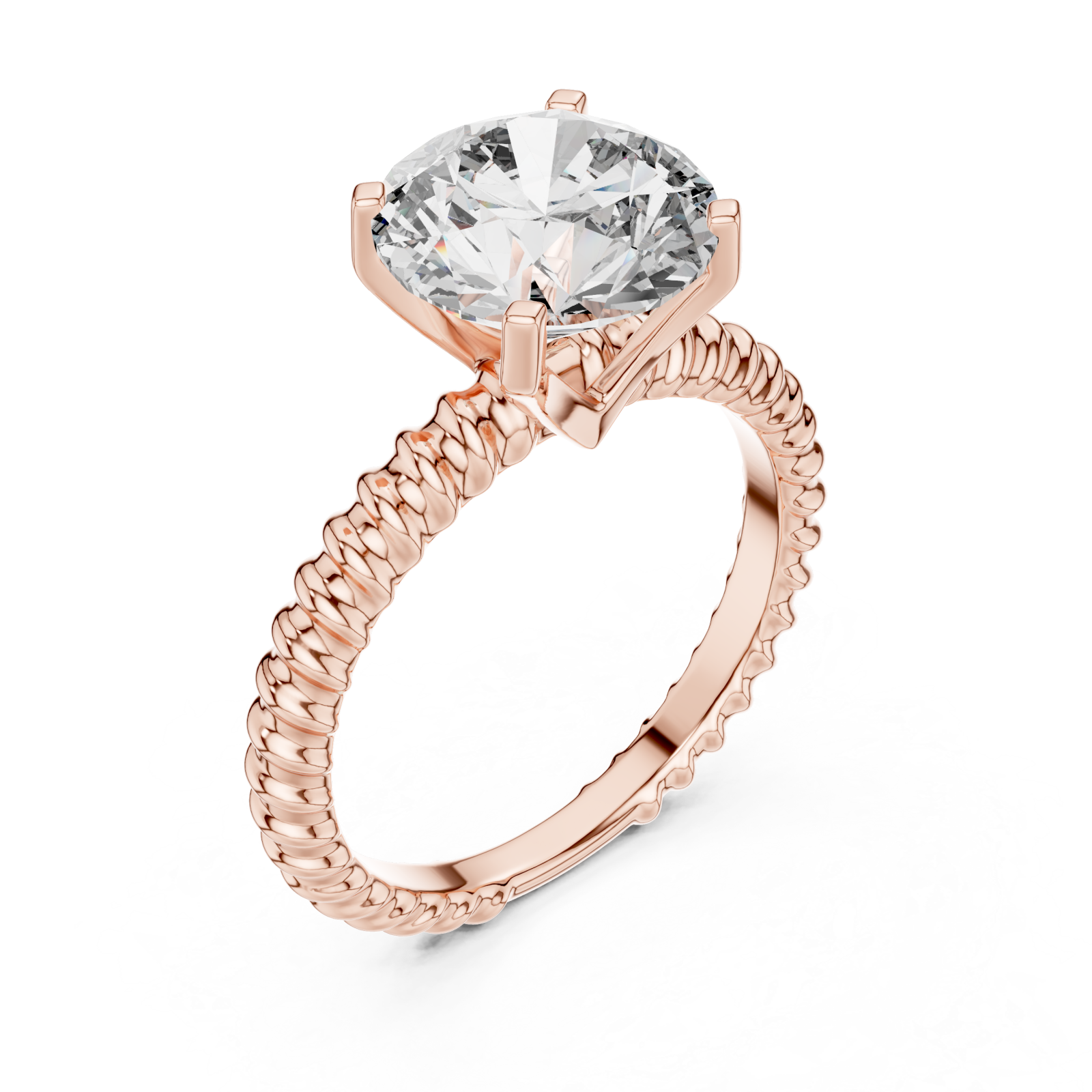  Rose Gold Lattice Embrace Solitaire Ring Right View