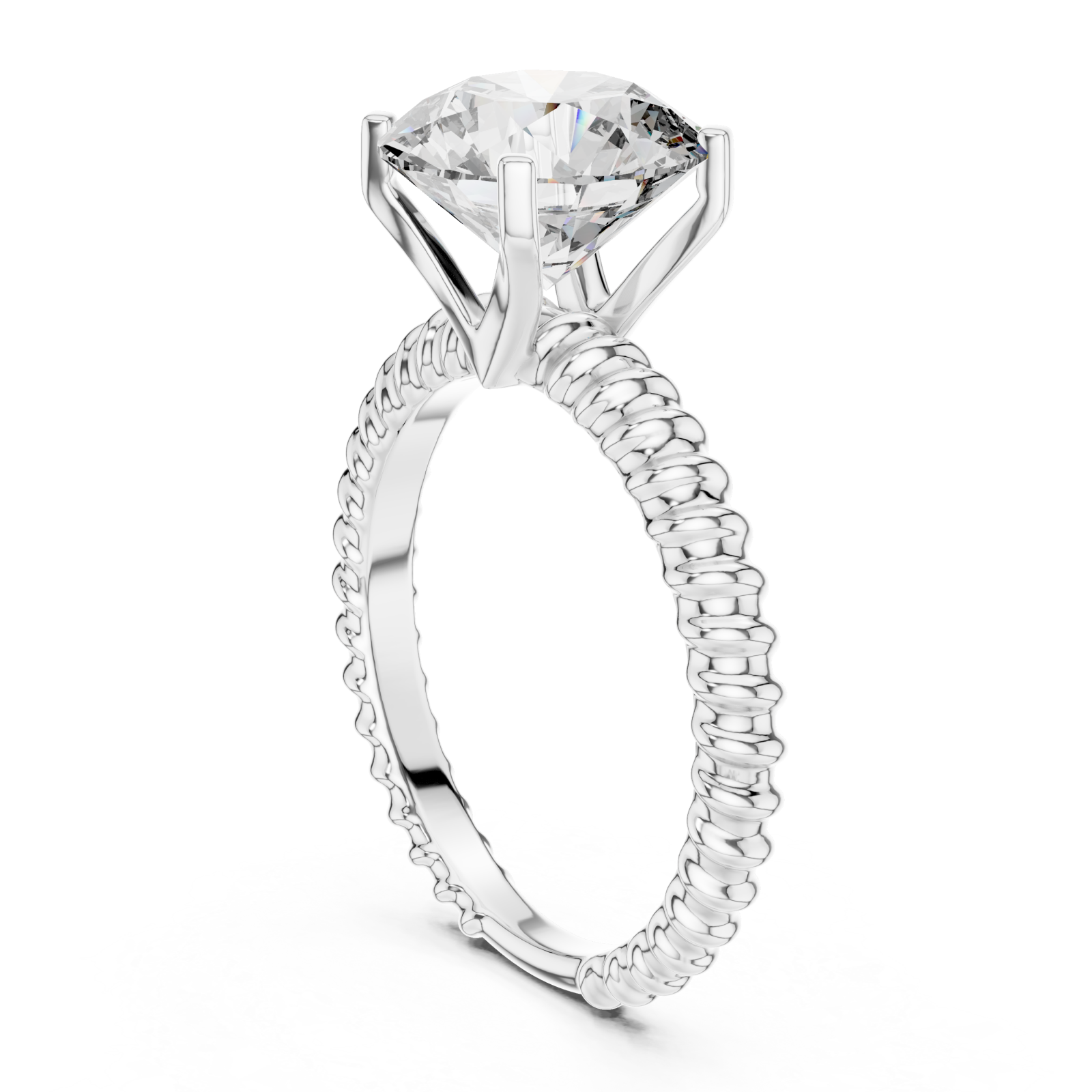  White Gold Lattice Embrace Solitaire Ring Left View