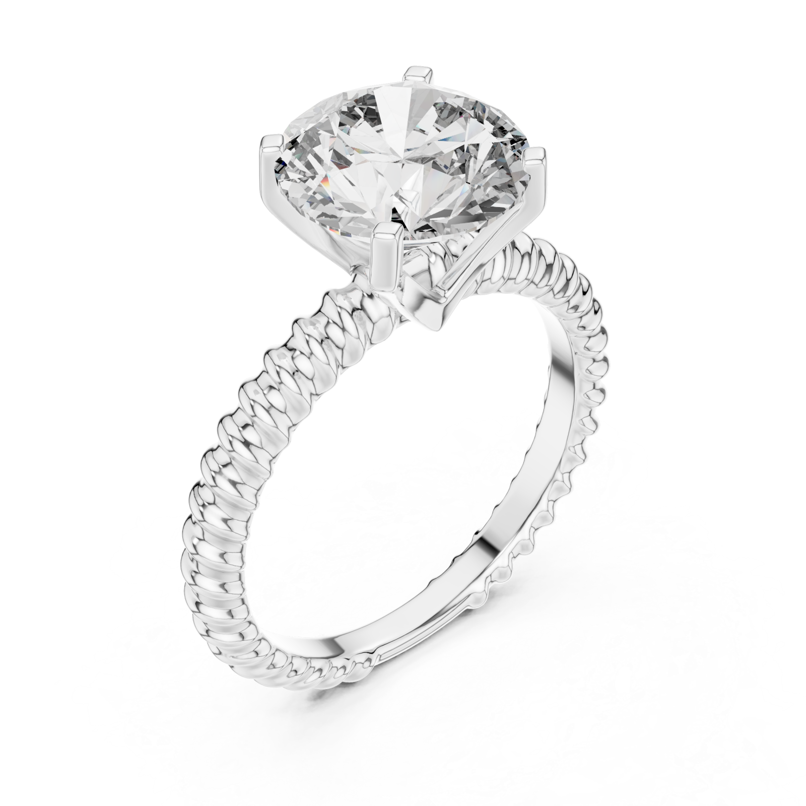  White Gold Lattice Embrace Solitaire Ring Right View