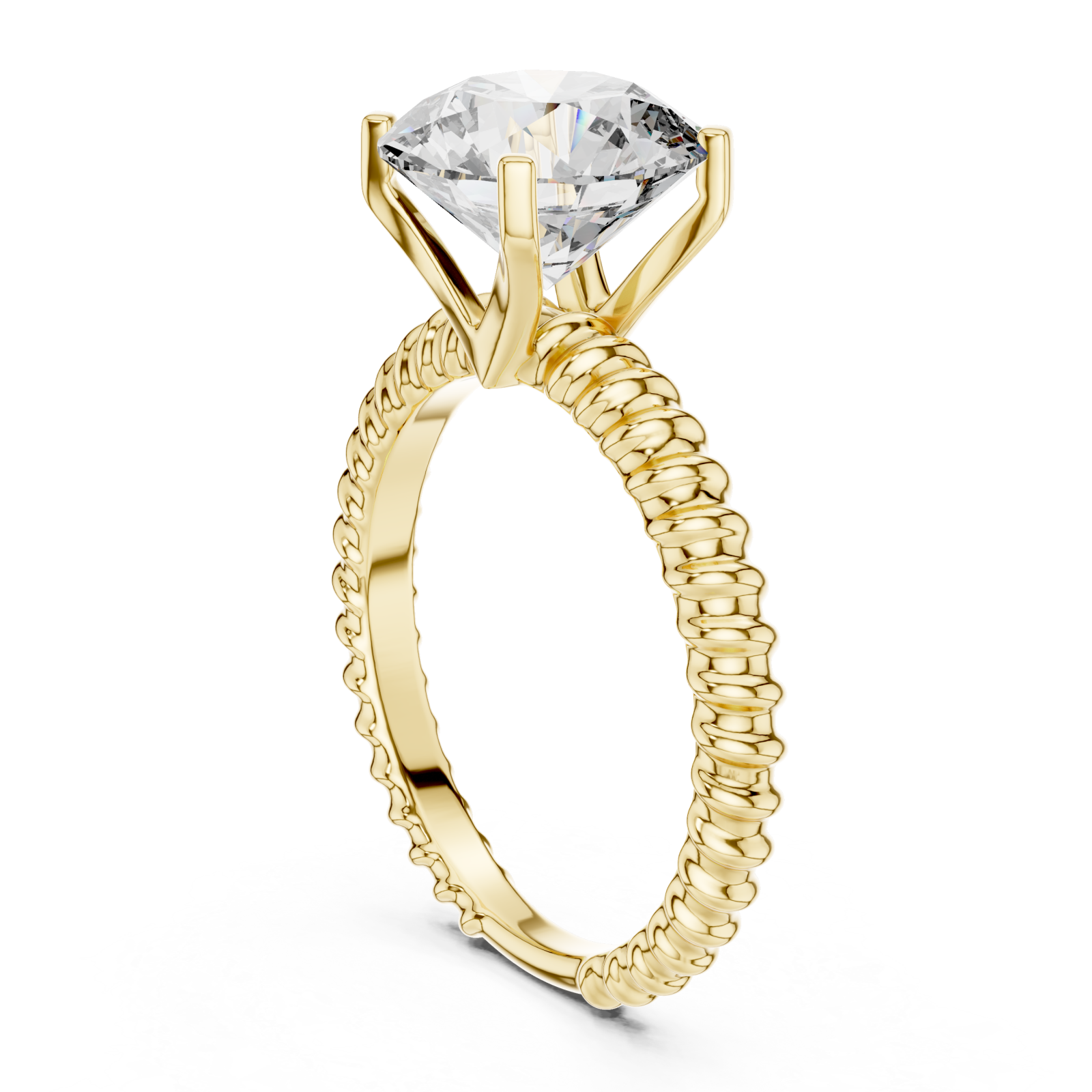  Gold Lattice Embrace Solitaire Ring Left View