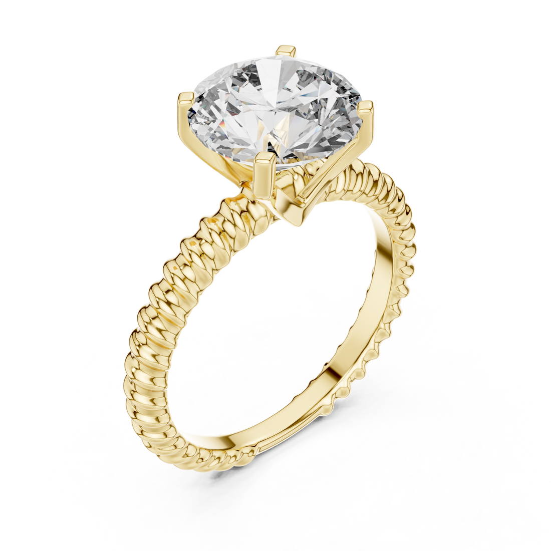 Gold Lattice Embrace Solitaire Ring Right View