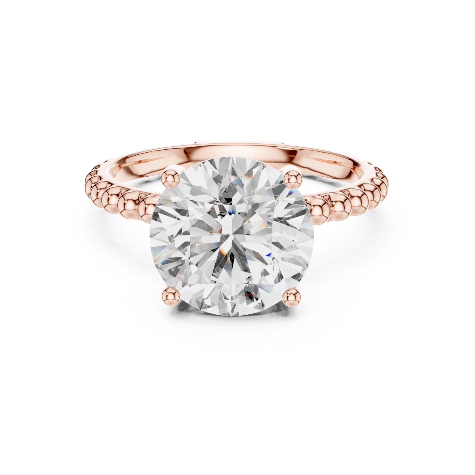  Rose Gold Celestial Embrace Modern Solitaire Front View