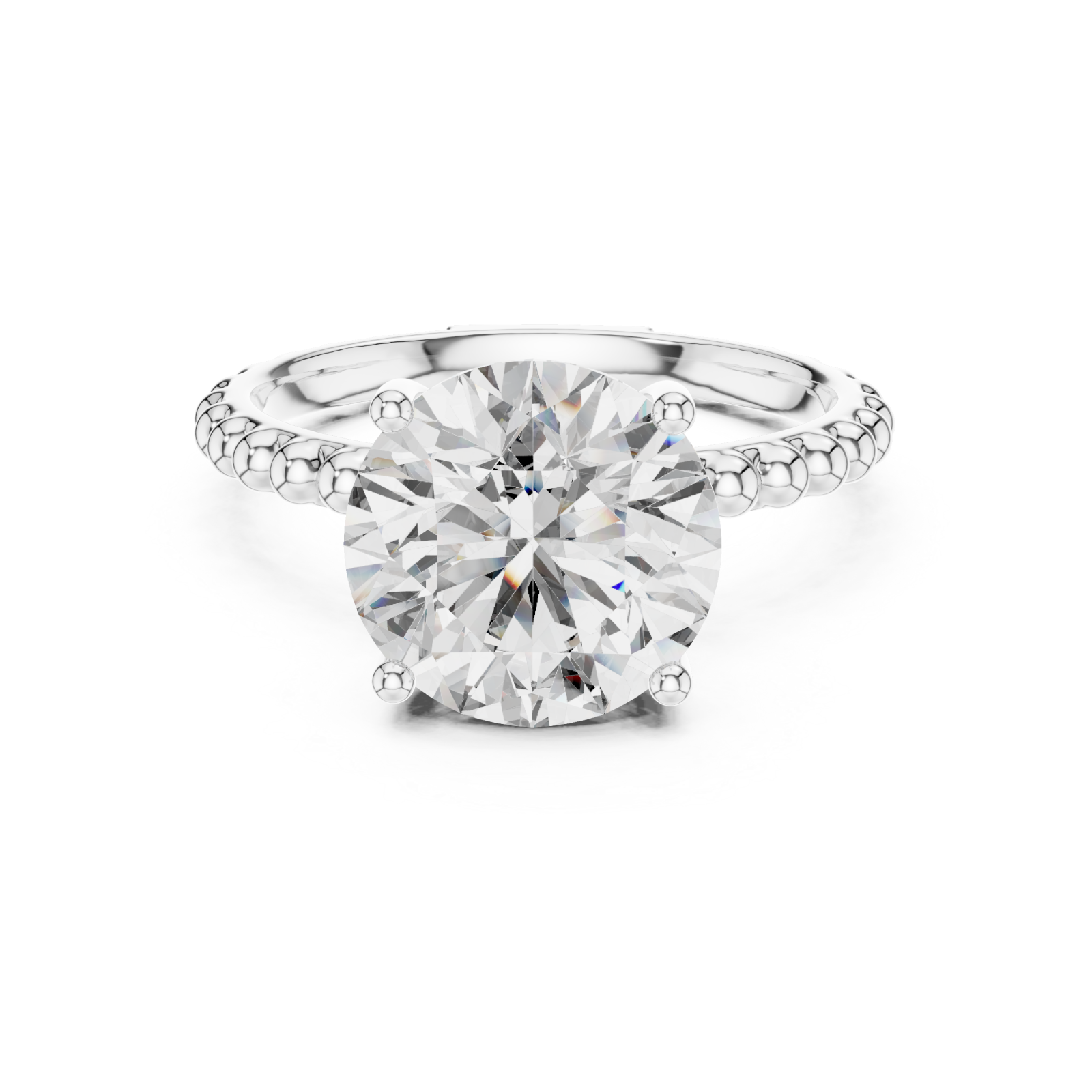  White Gold Celestial Embrace Modern Solitaire Front View