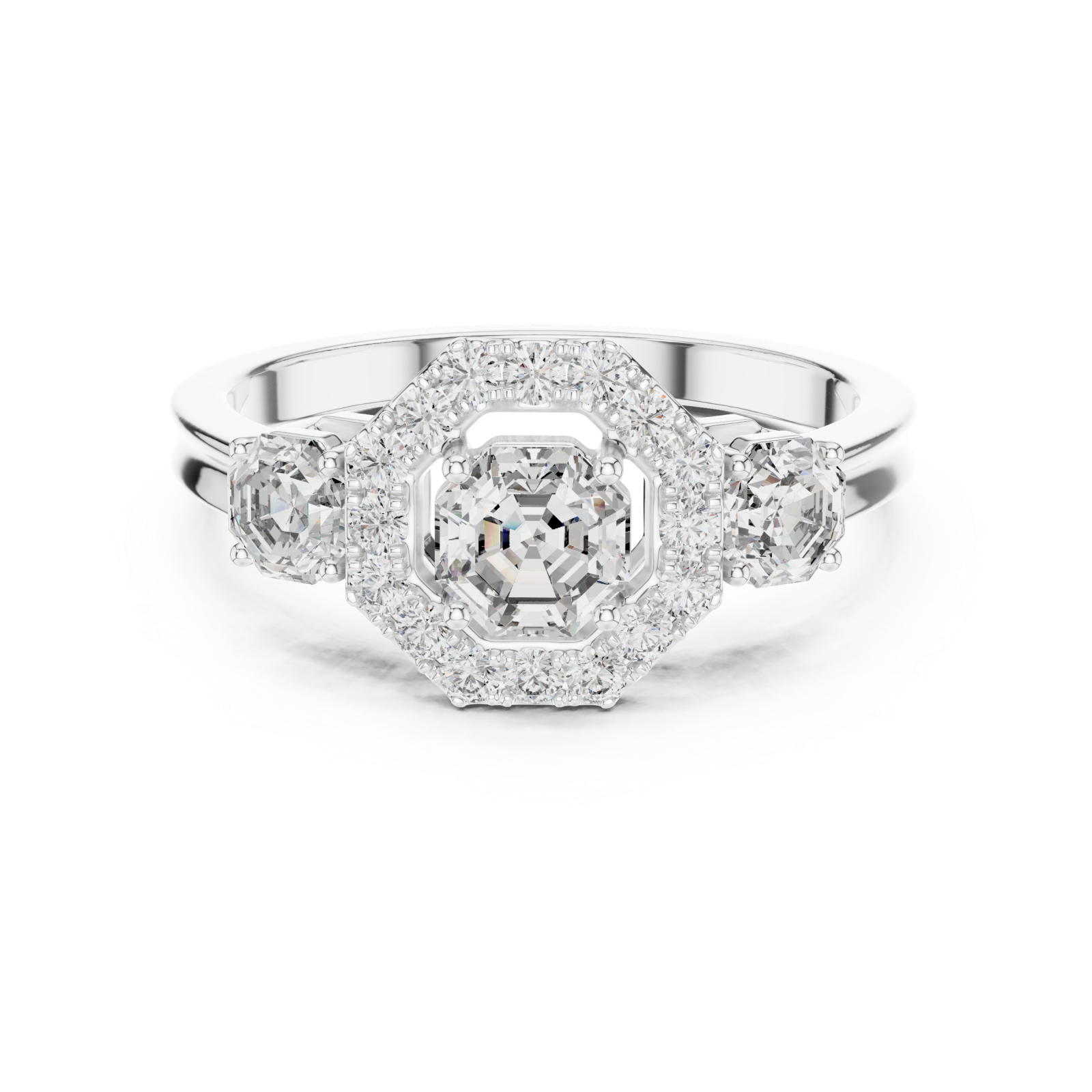  White Gold Eternal Cascade Harmony Cocktail Ring Front View