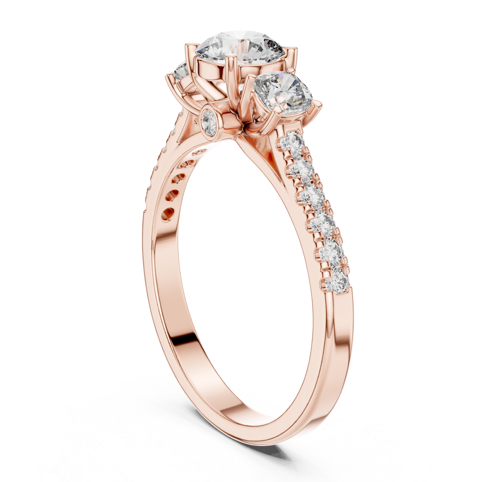  Rose Gold Radiant Petal Whisper Solitaire Cocktail Ring Left View