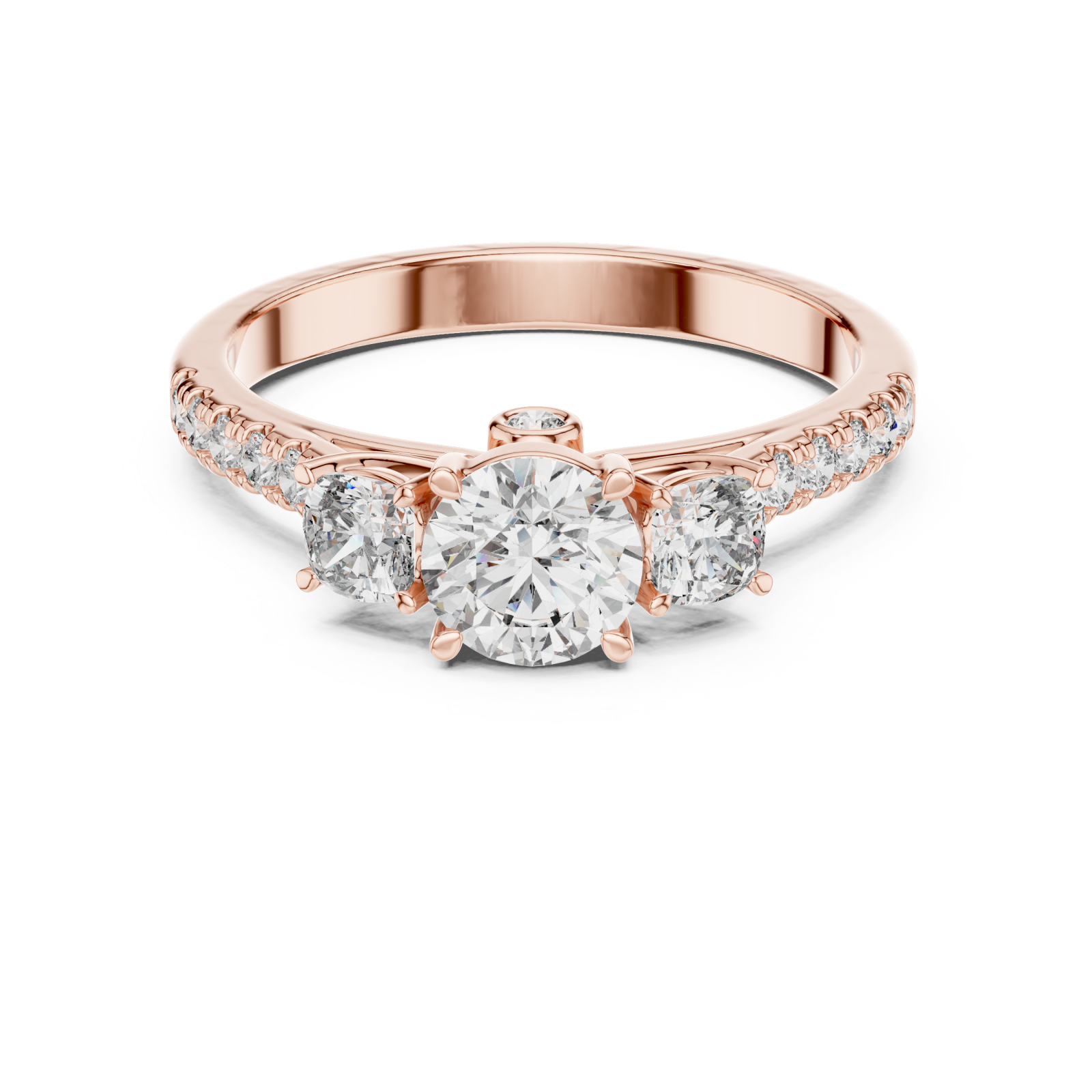  Rose Gold Radiant Petal Whisper Solitaire Cocktail Ring Front View