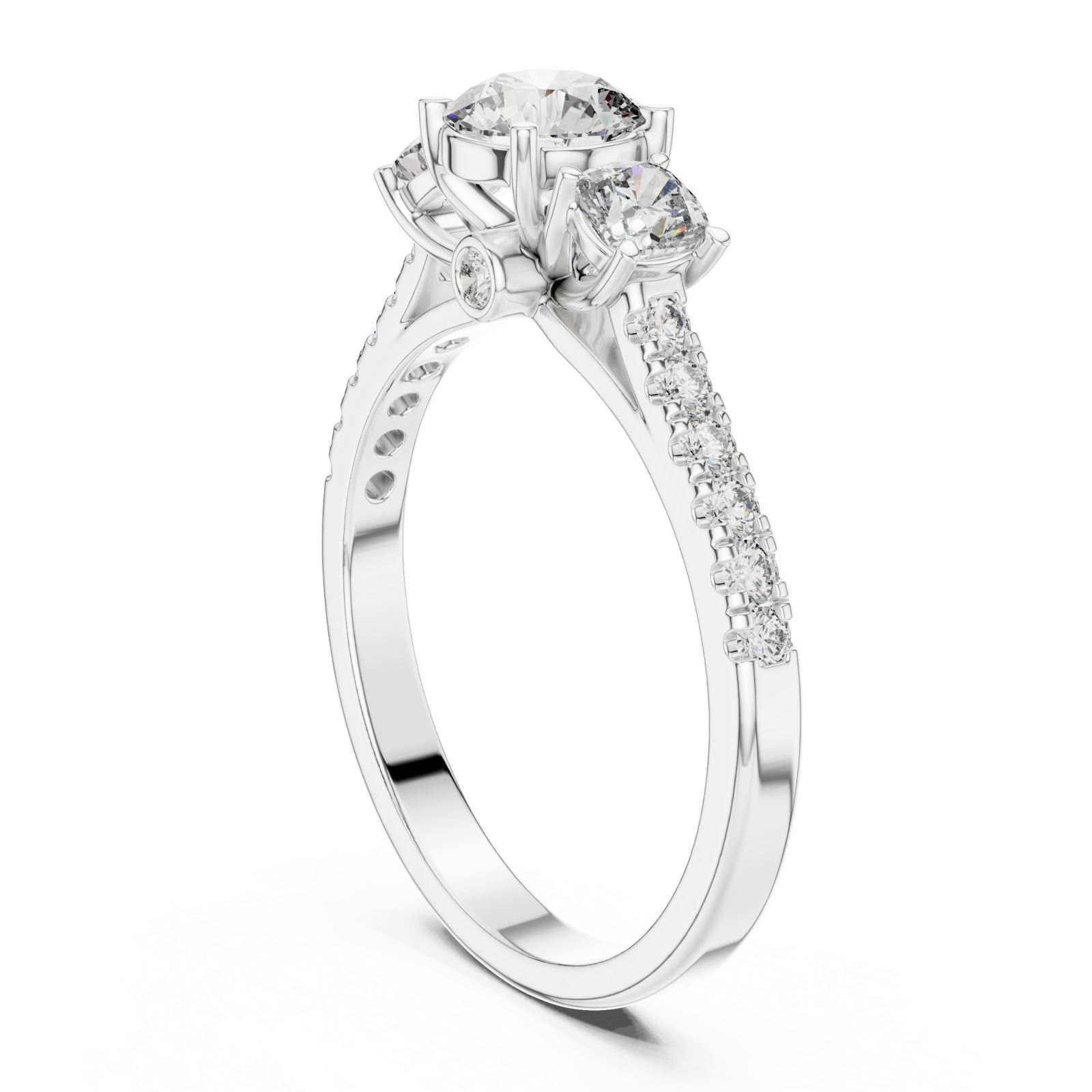  White Gold Radiant Petal Whisper Solitaire Cocktail Ring Left View