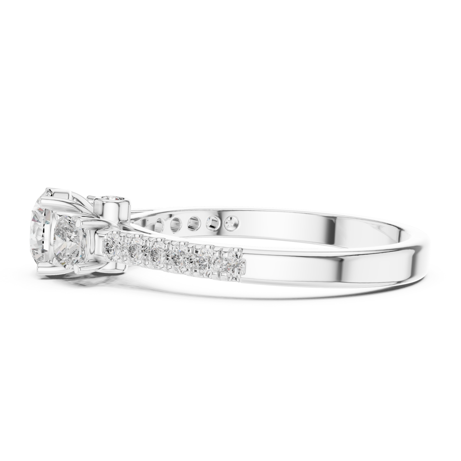  White Gold Radiant Petal Whisper Solitaire Cocktail Ring Side View