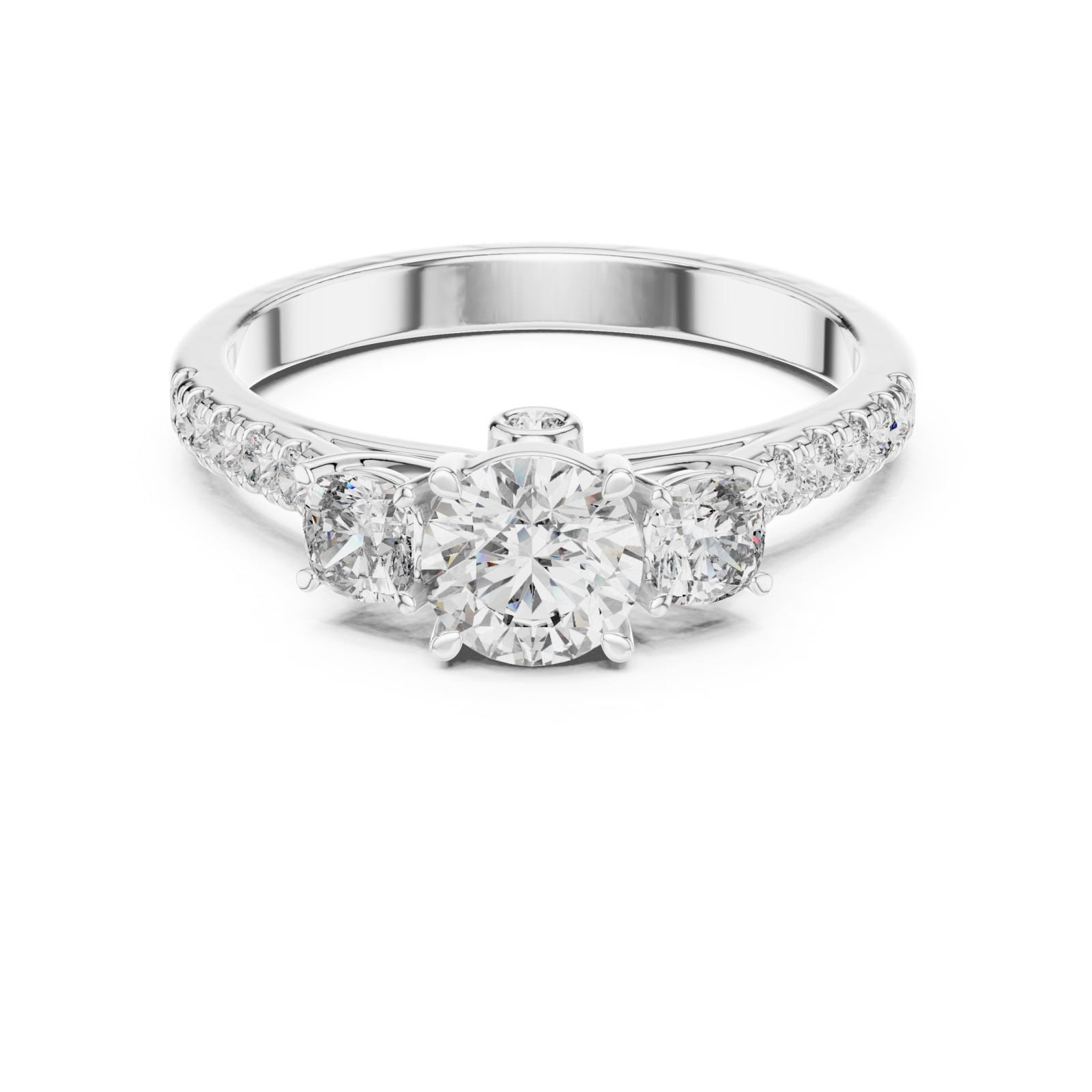  White Gold Radiant Petal Whisper Solitaire Cocktail Ring Front View