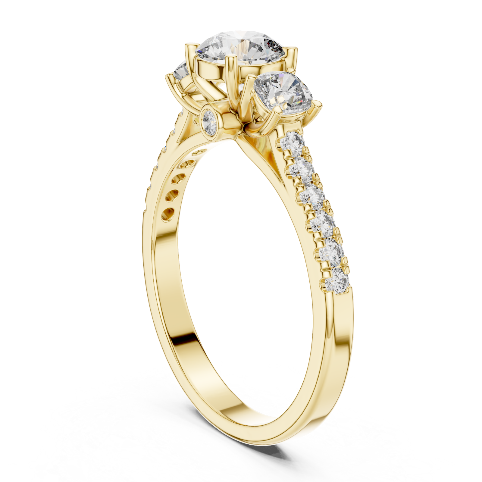  Gold Radiant Petal Whisper Solitaire Cocktail Ring Left View